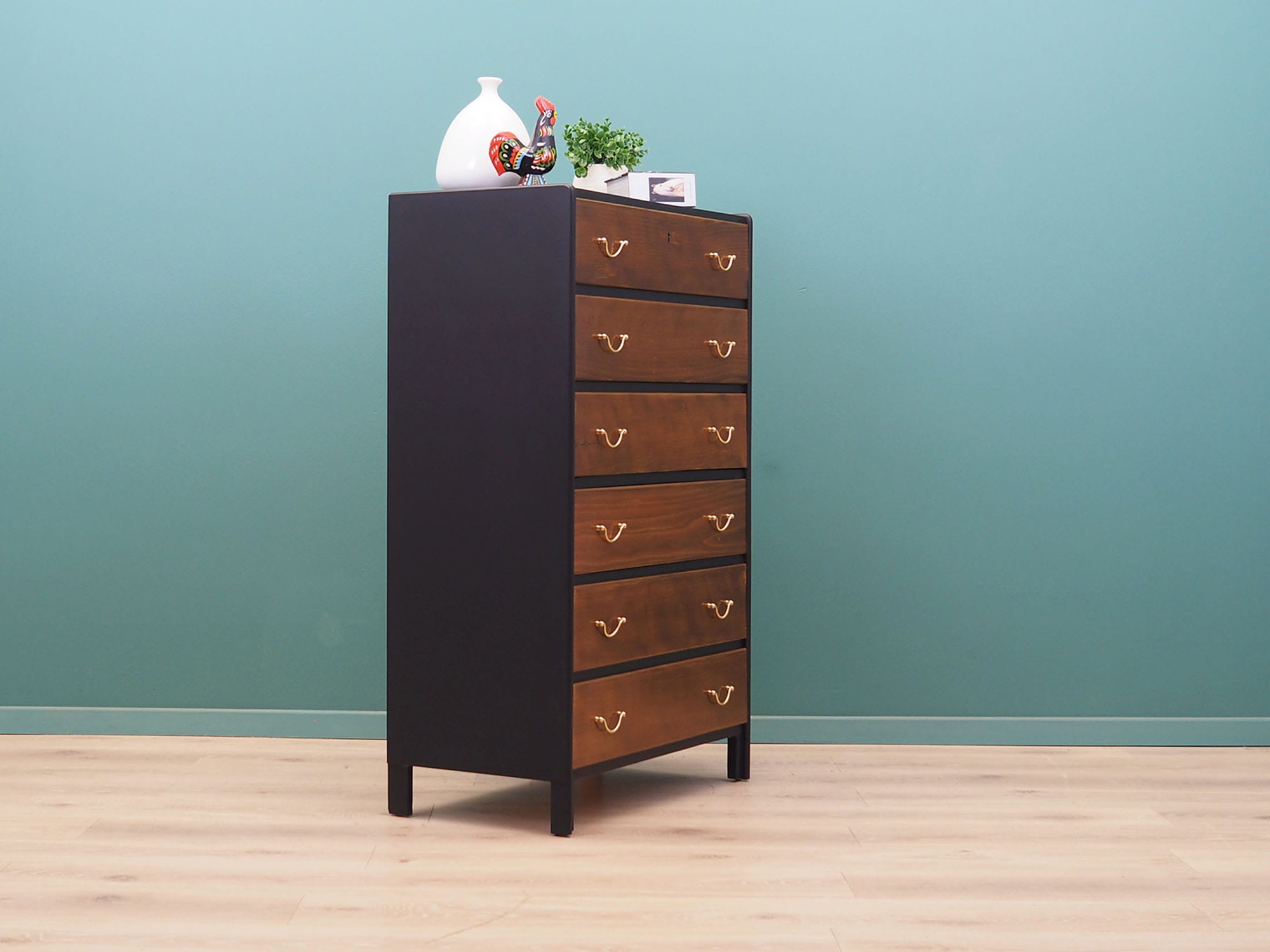 Vintage chest of drawers walnut wood brown 1960s