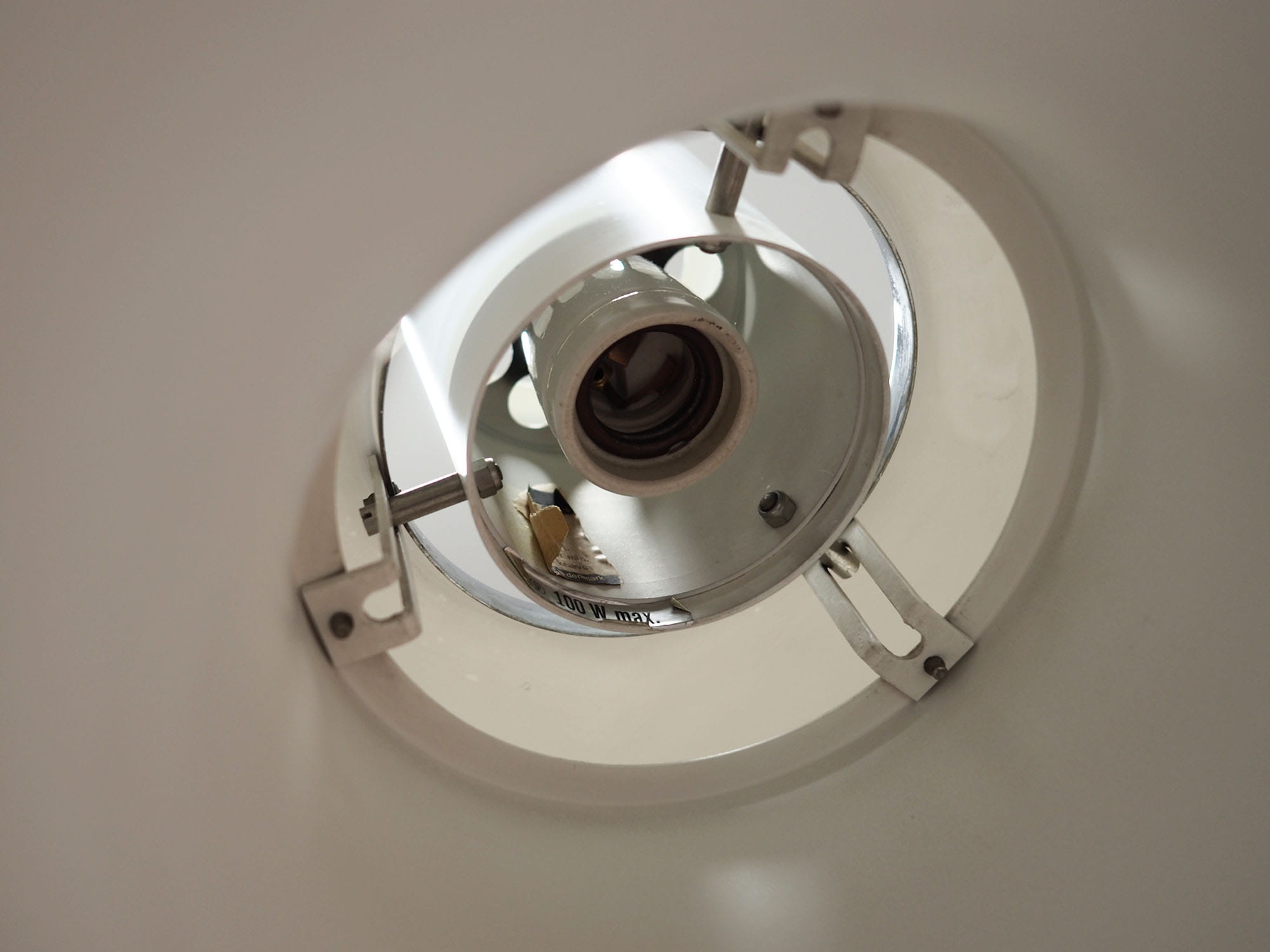 Vintage pendant lamp metal white 1970s