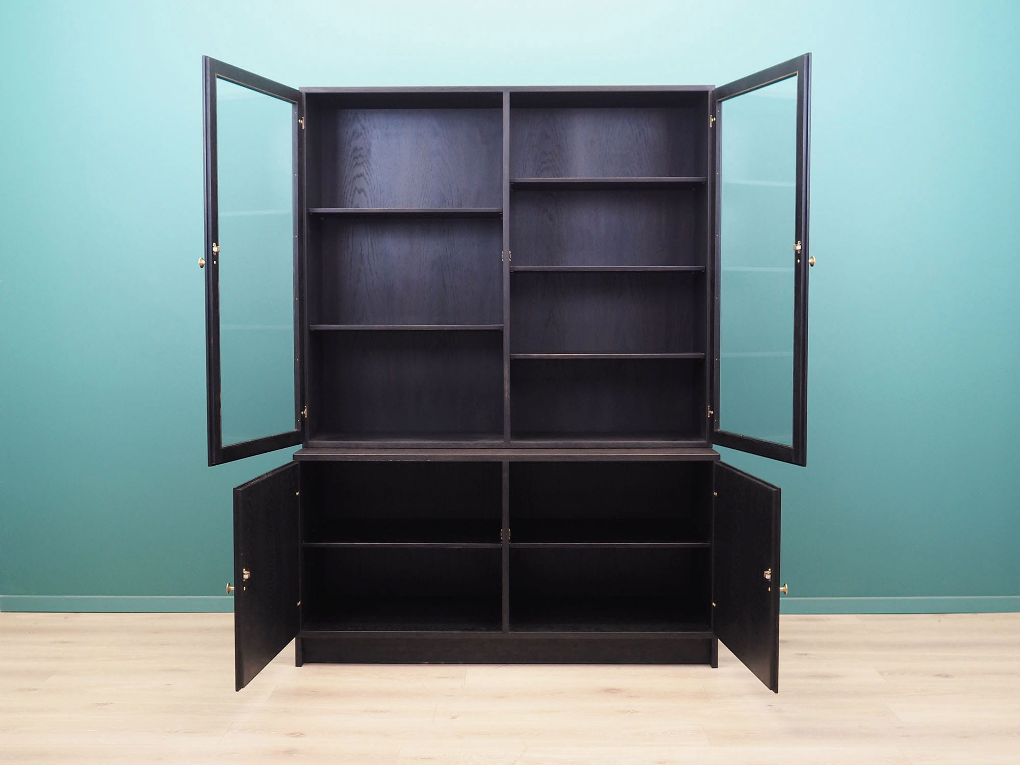 Vintage cabinet oak wood grey 1960s