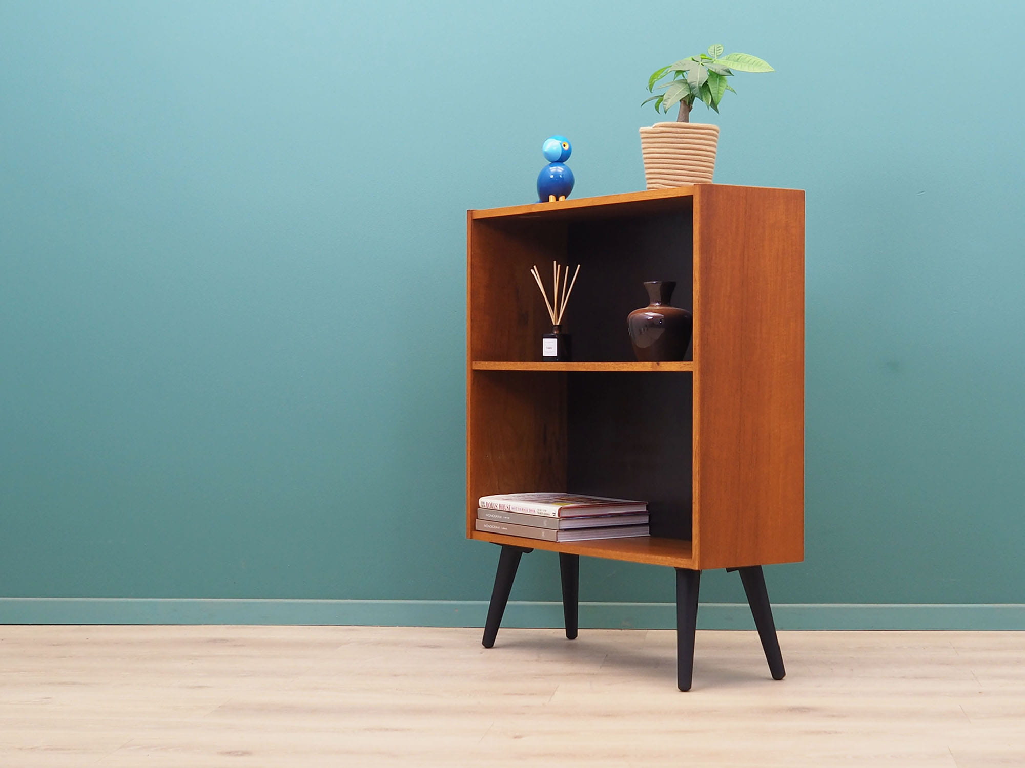 Vintage Bookshelf Teak Wood Brown 1970s