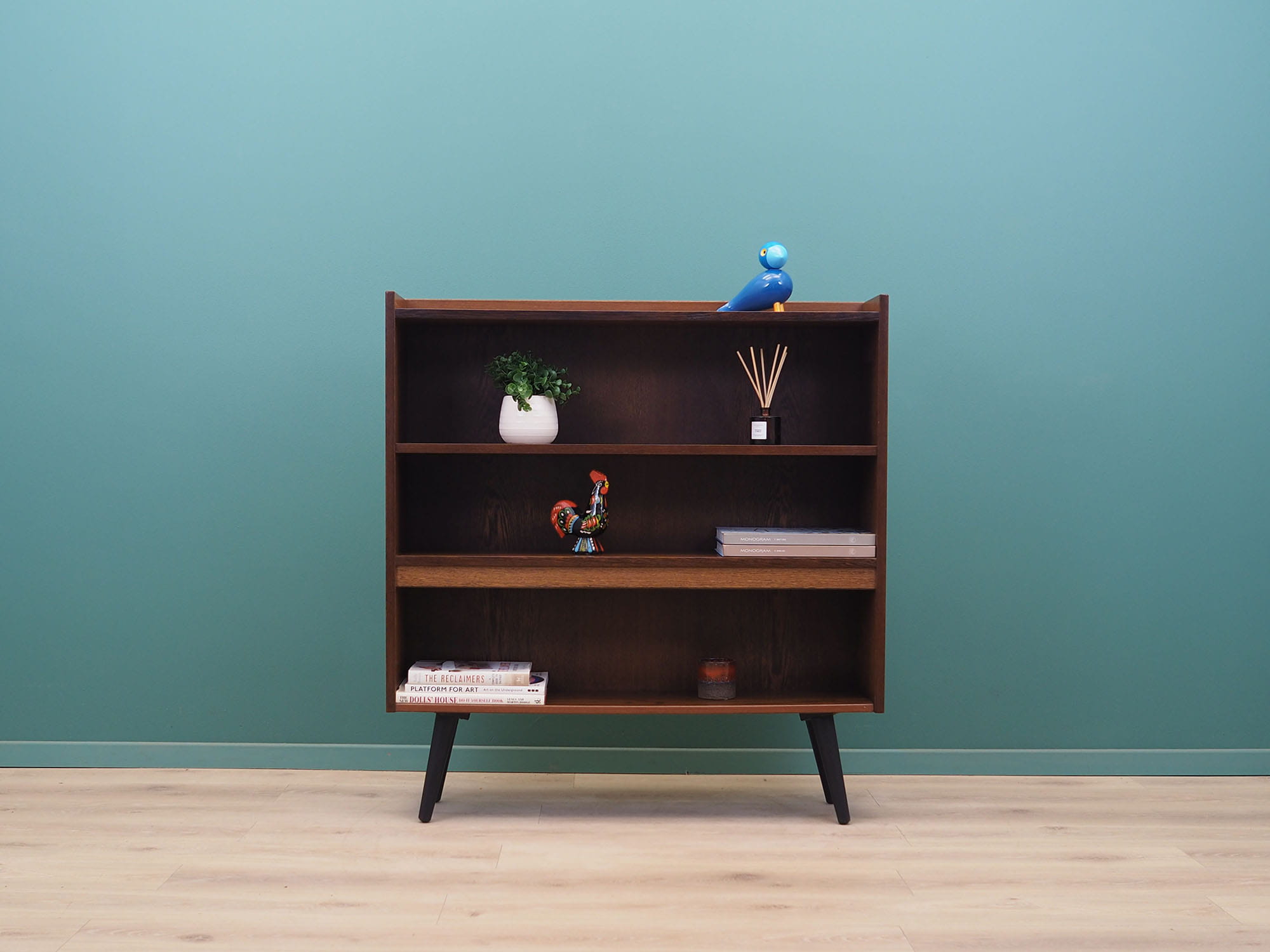 Libreria vintage in rovere marrone anni '70
