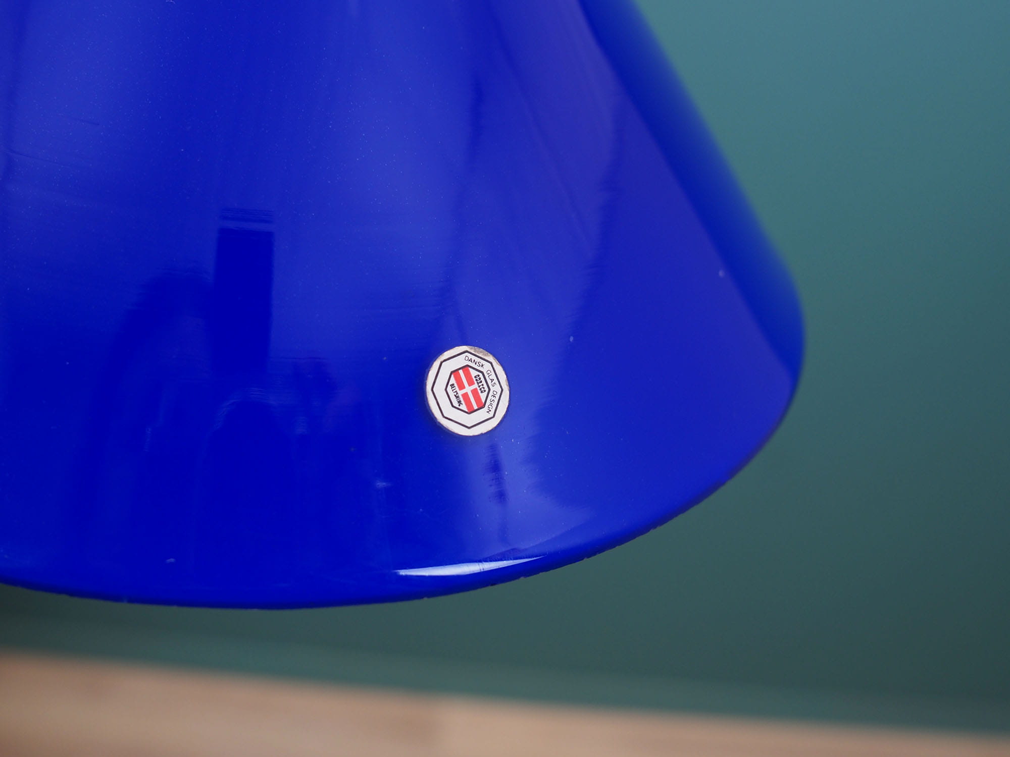 Vintage Pendant Lamp Glass Metal Blue 1970s