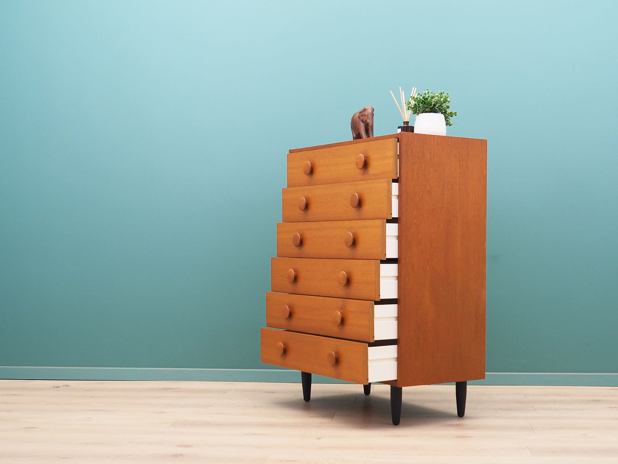 Vintage chest of drawers Teak wood Brown 1960s