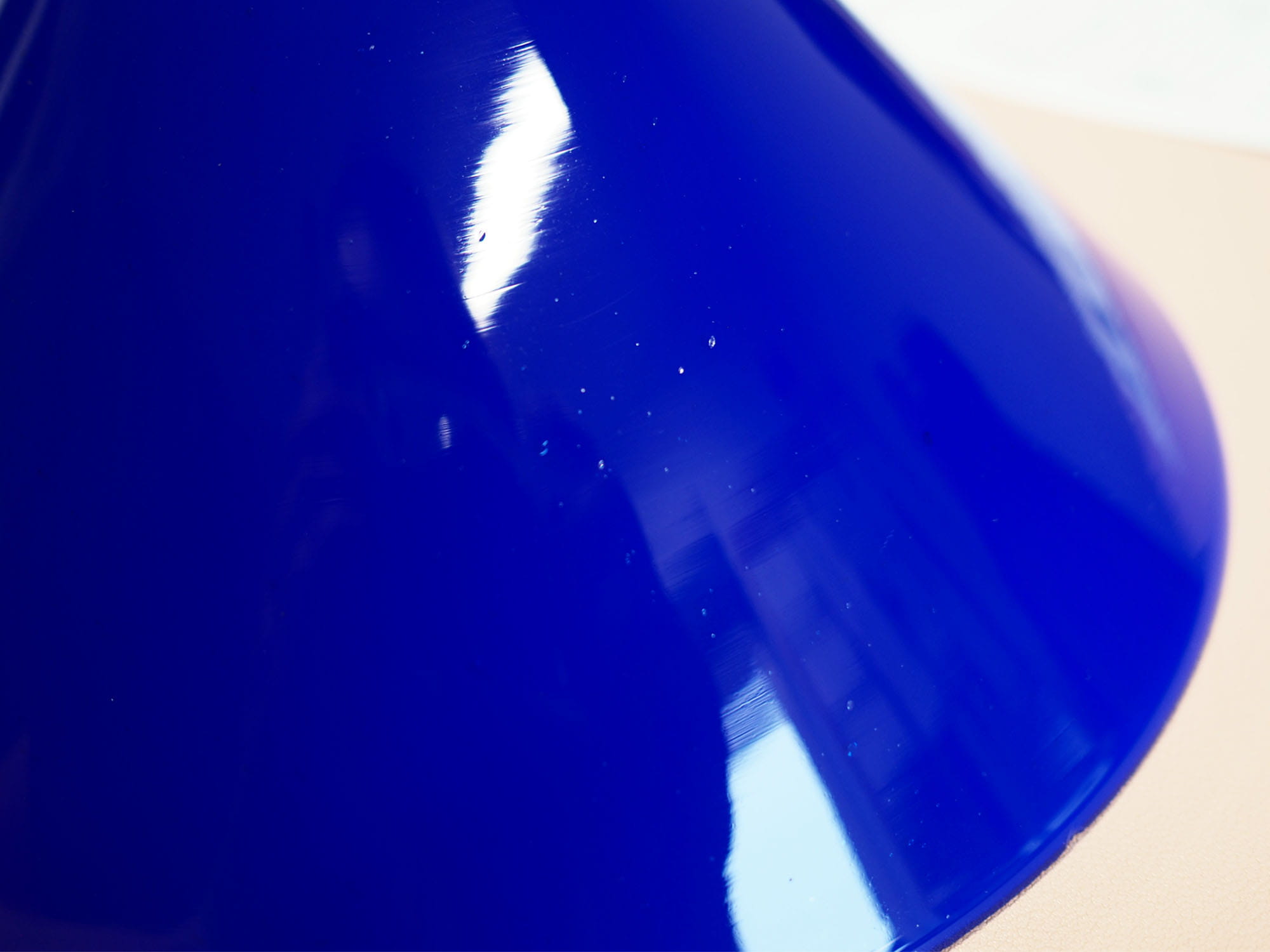 Vintage pendant lamp glass metal blue 1970s