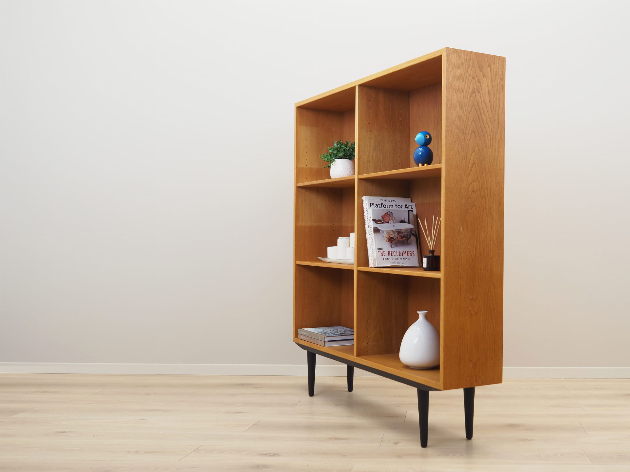 Vintage Bookshelf Ash Wood Brown 1960s