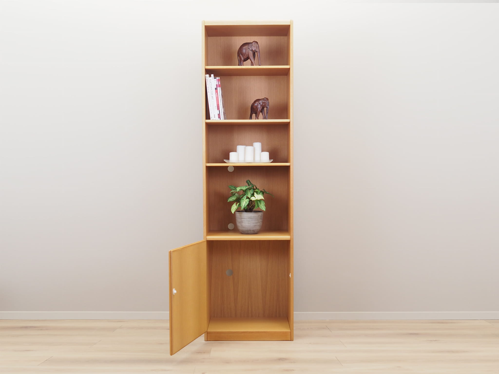 Vintage bookshelf, ash wood, brown, 1960s