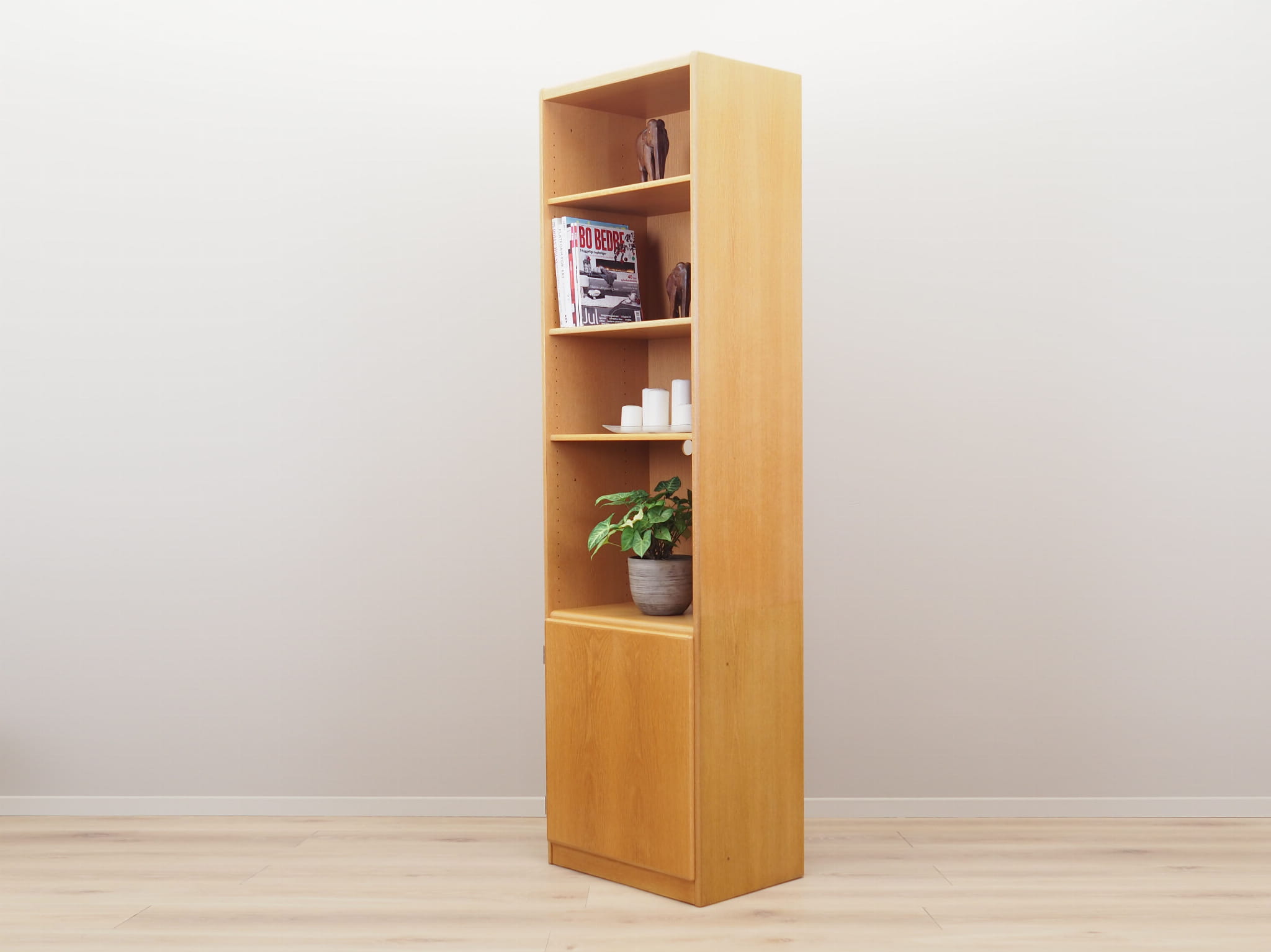 Vintage bookshelf, ash wood, brown, 1960s