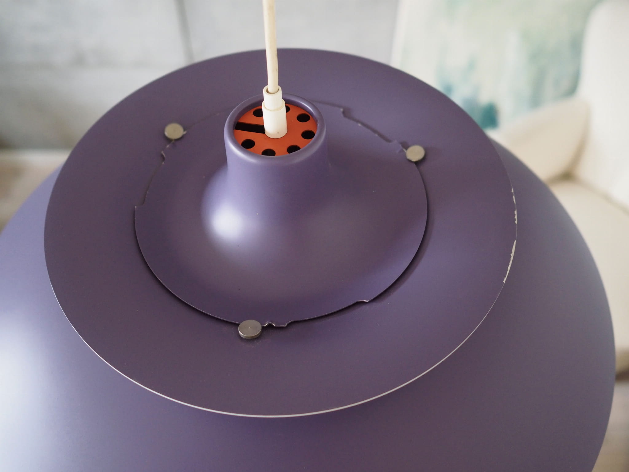 Vintage Pendant Lamp Metal Purple 1970s