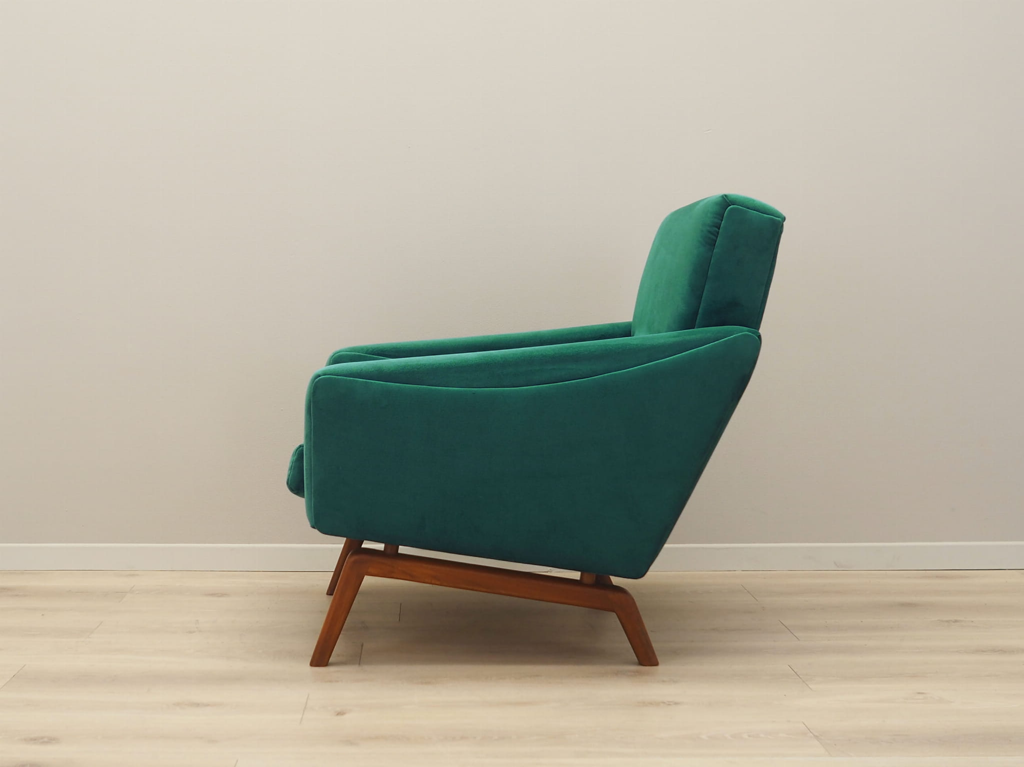 Vintage armchair velvet wood dark green 1970s