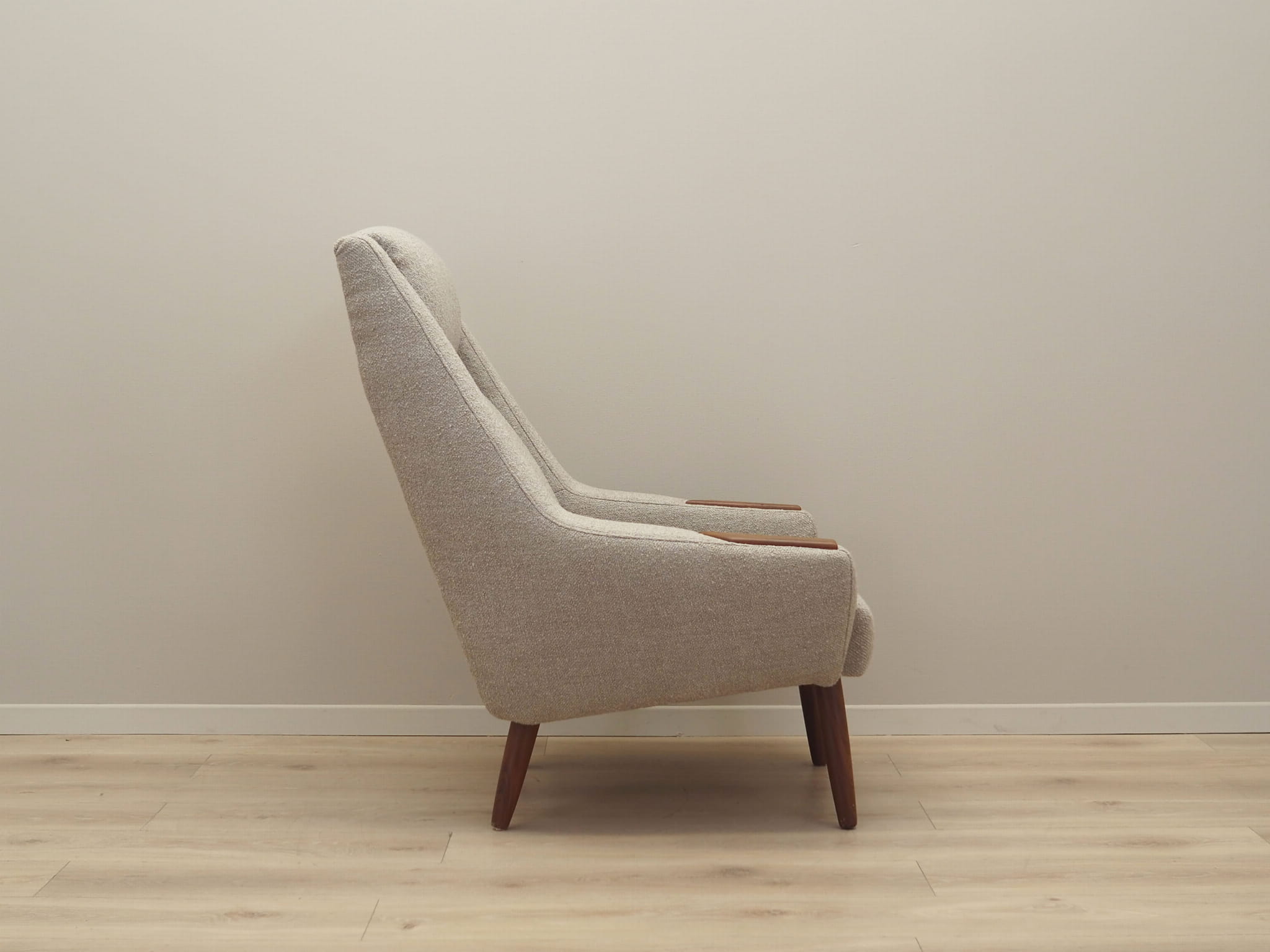 Vintage armchair Teak wood Textile Beige 1960s