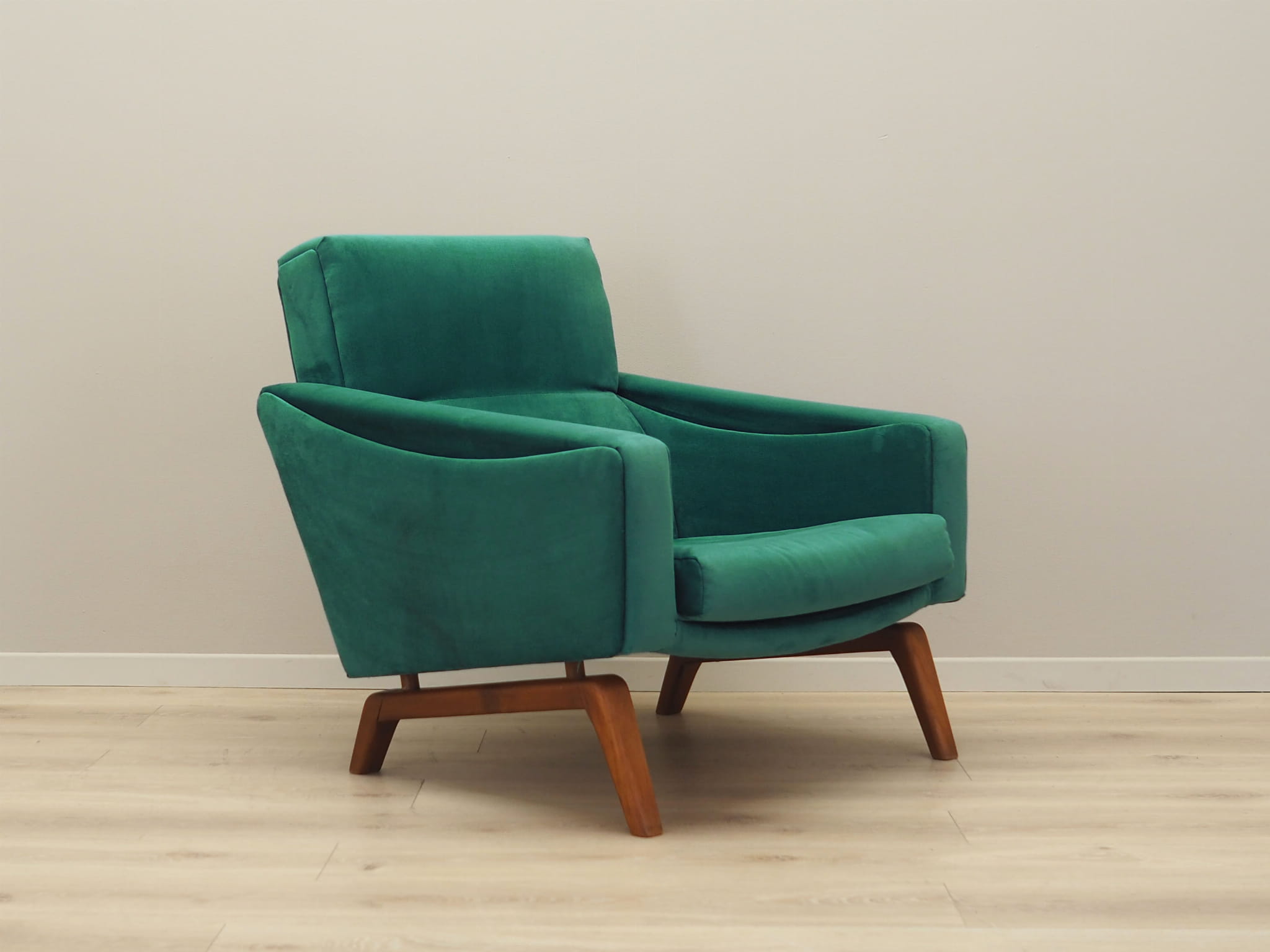 Vintage armchair velvet wood dark green 1970s