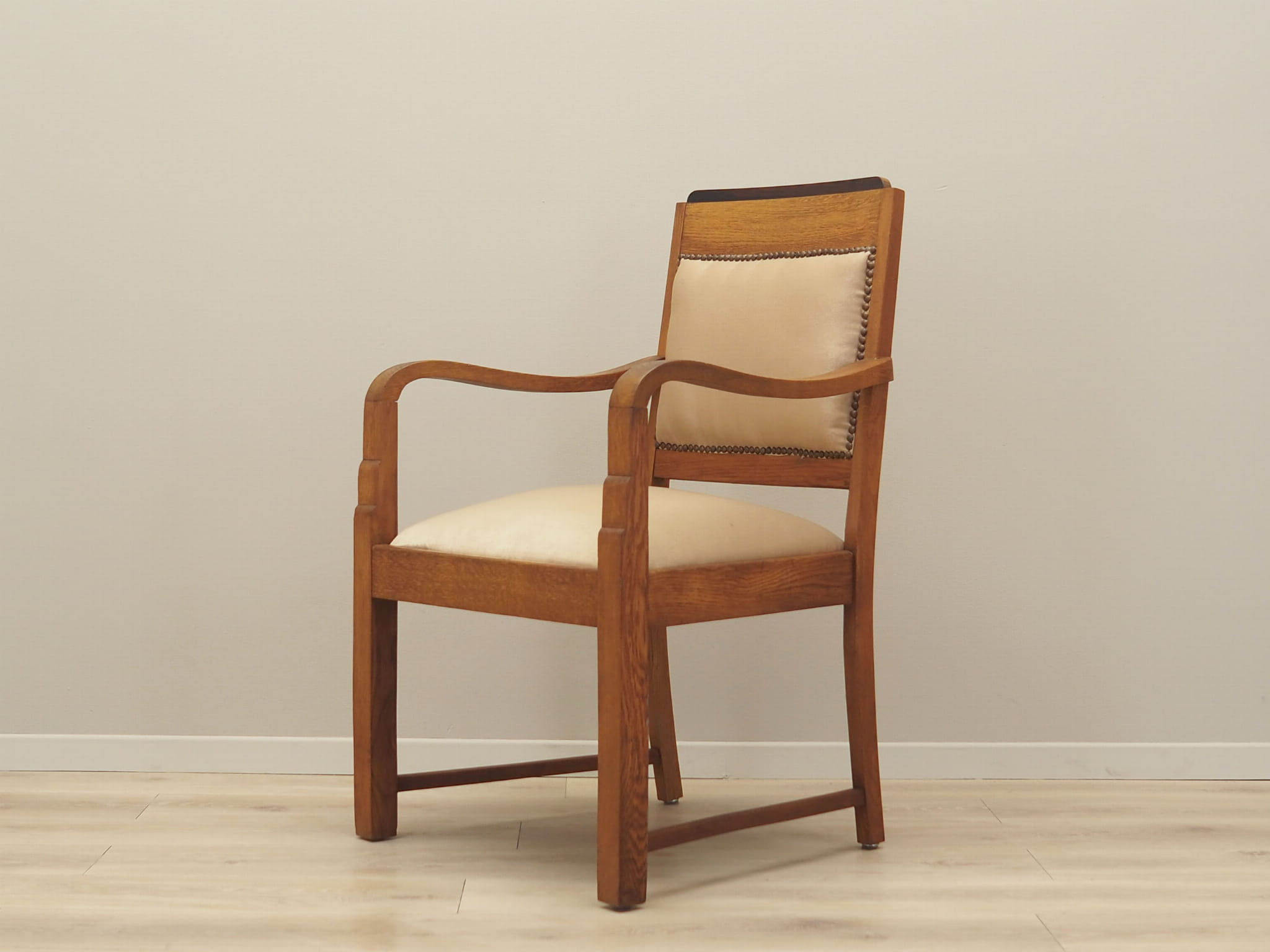 Vintage Armchair Oak Velvet Brown 1950s