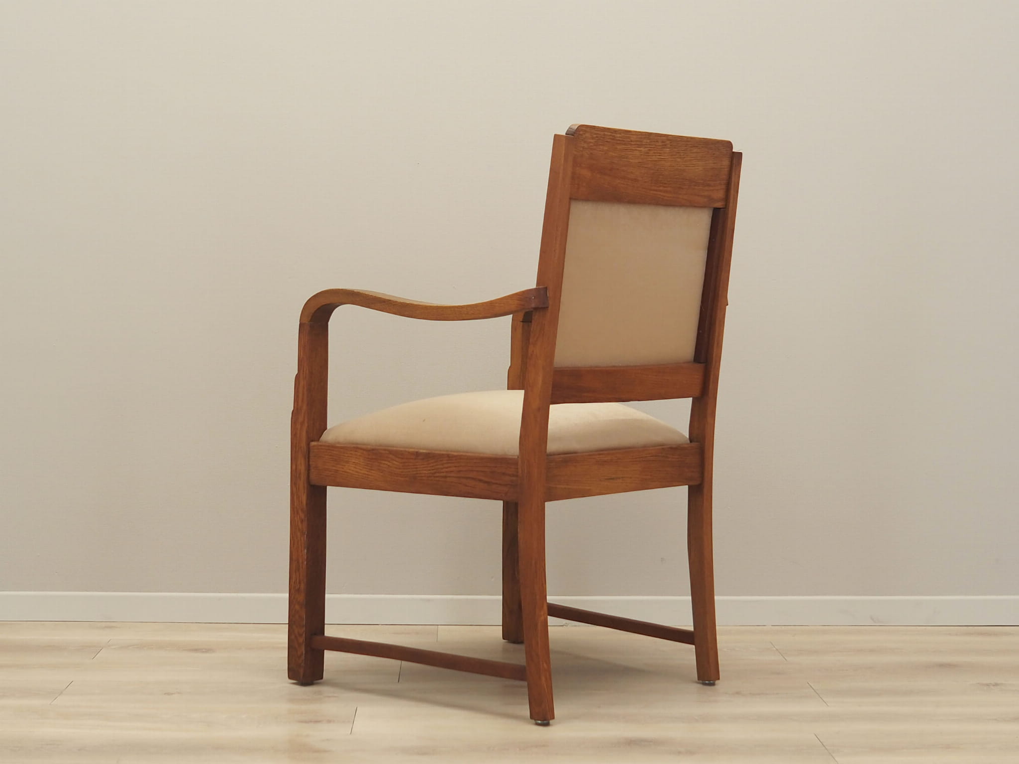 Vintage Armchair Oak Velvet Brown 1950s