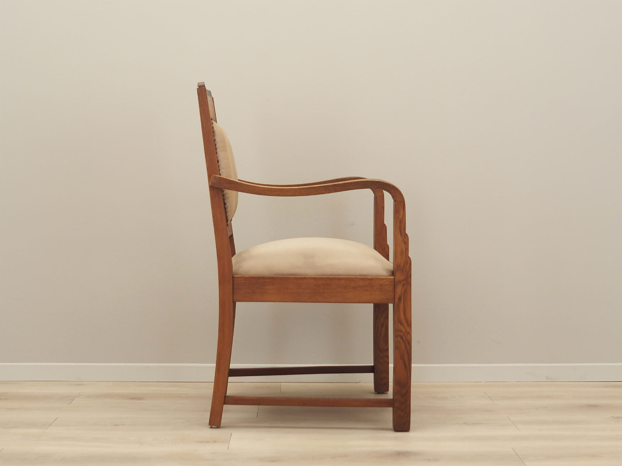 Vintage Armchair Oak Velvet Brown 1950s