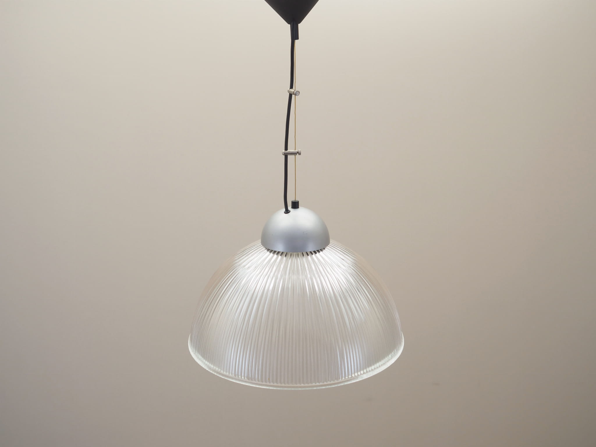 Vintage pendant lamp glass plastic grey 1970s