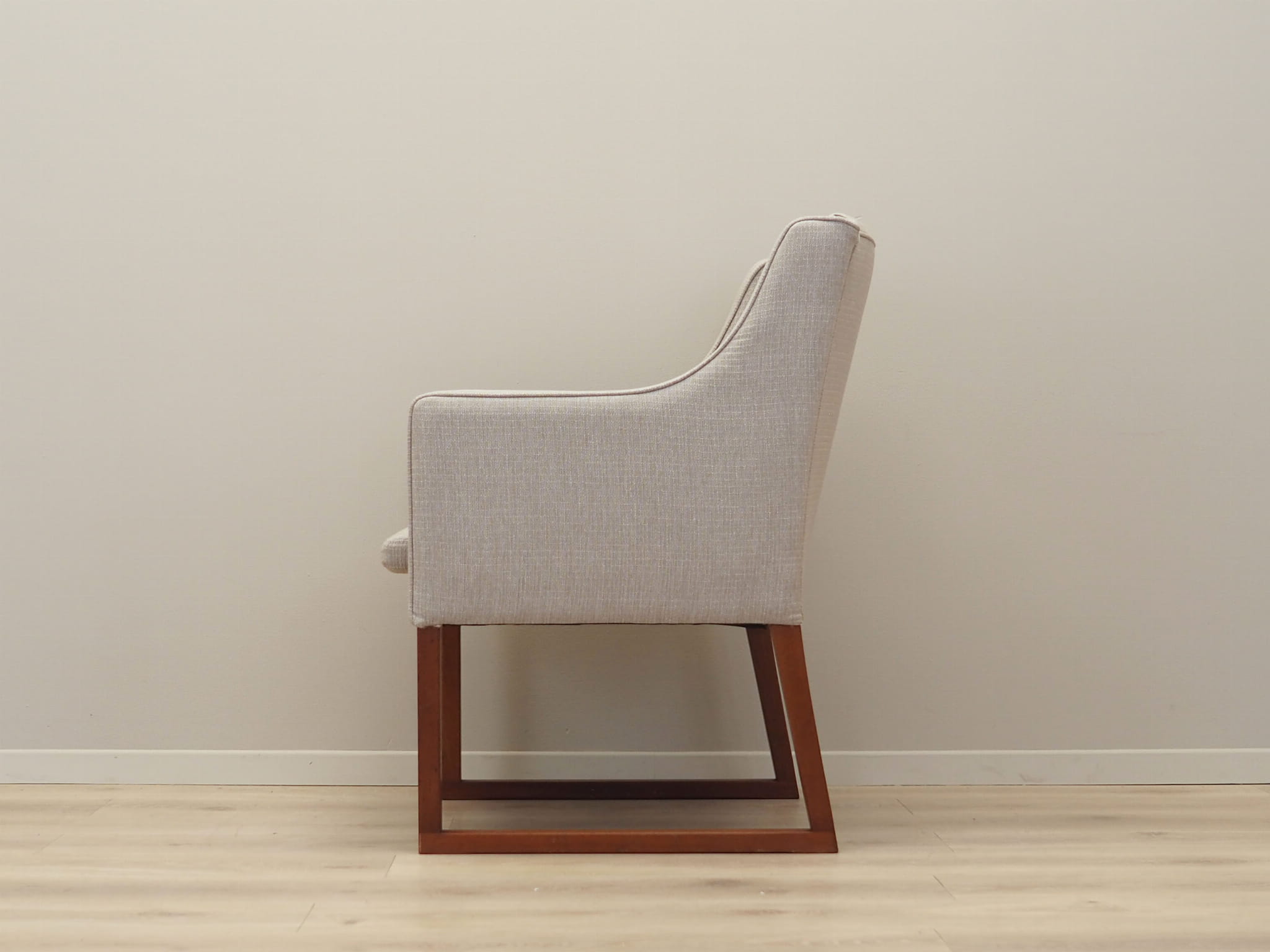 Vintage chair teak wood textile beige 1970s