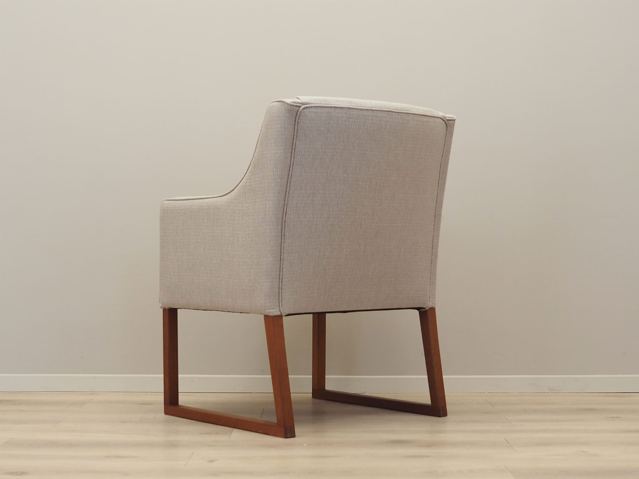 Vintage chair teak wood textile beige 1970s