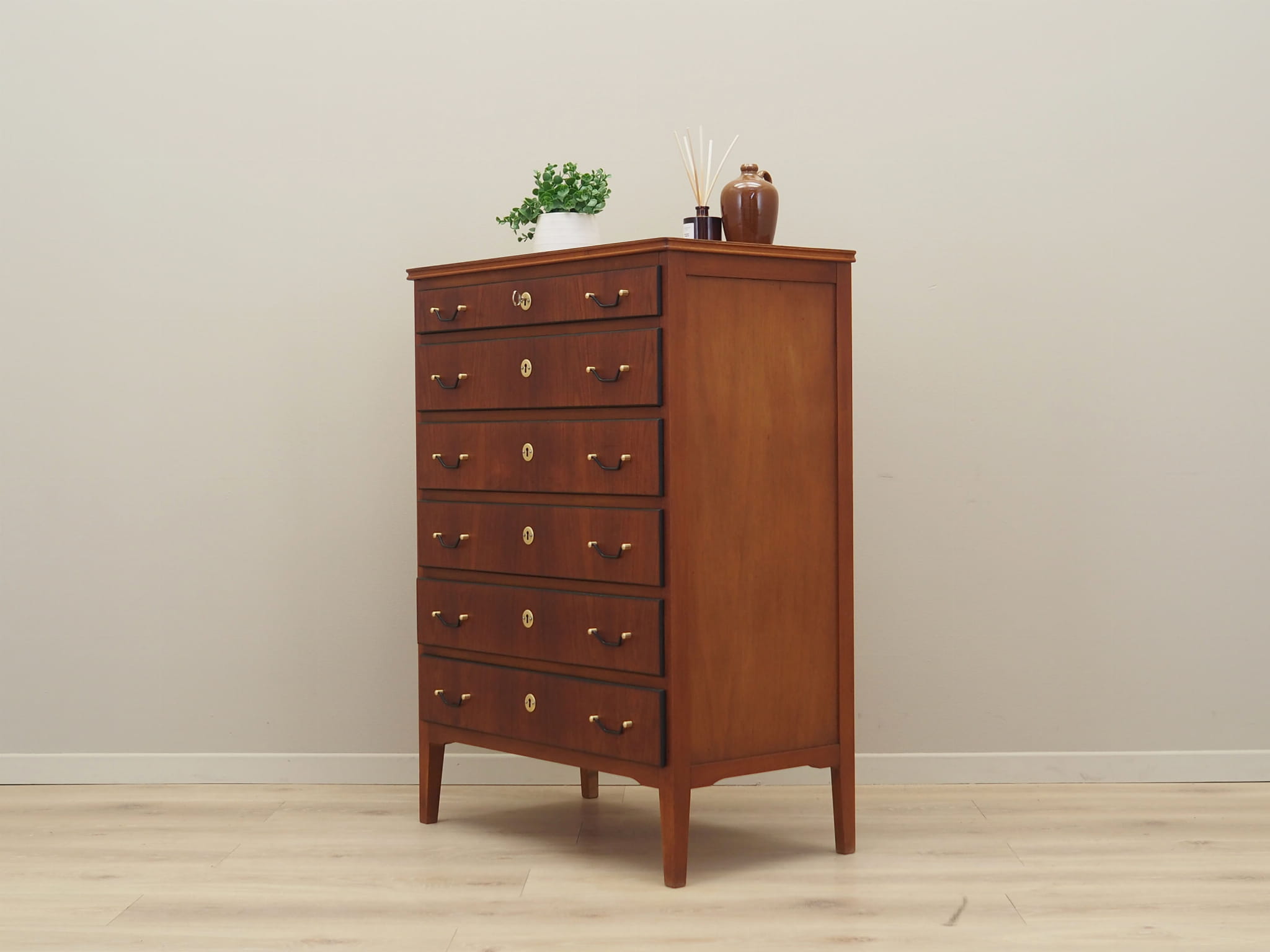 Vintage chest of drawers Teak wood Brown 1970s