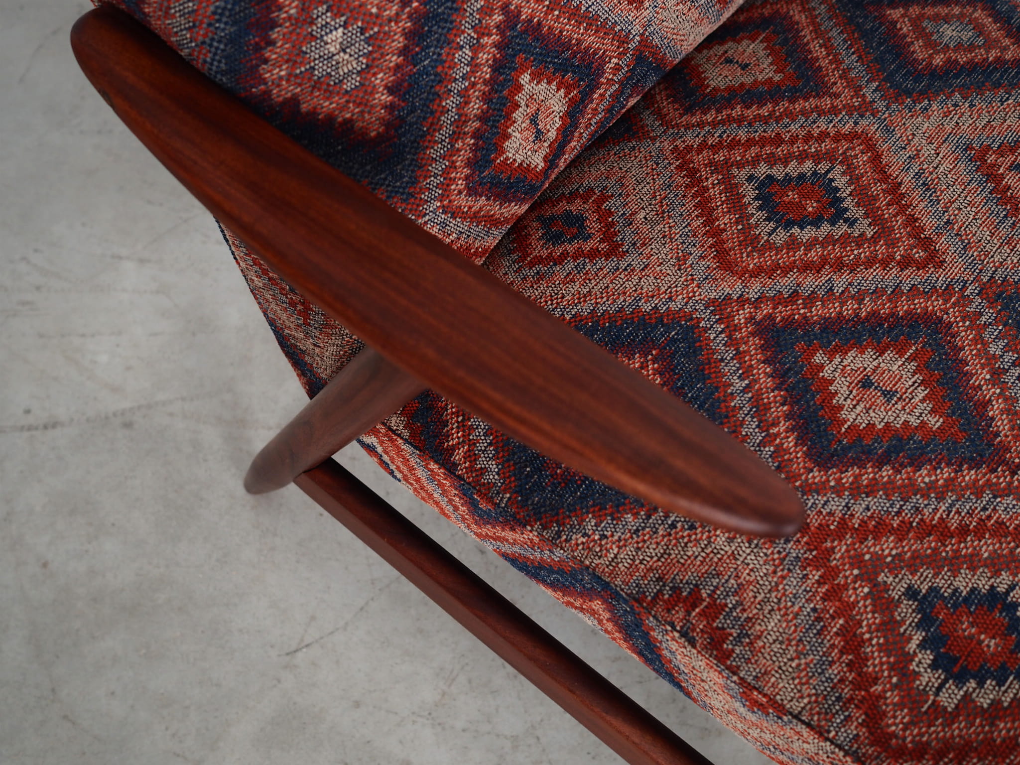 Vintage chair Teak wood Textile Multicolor 1970s 
