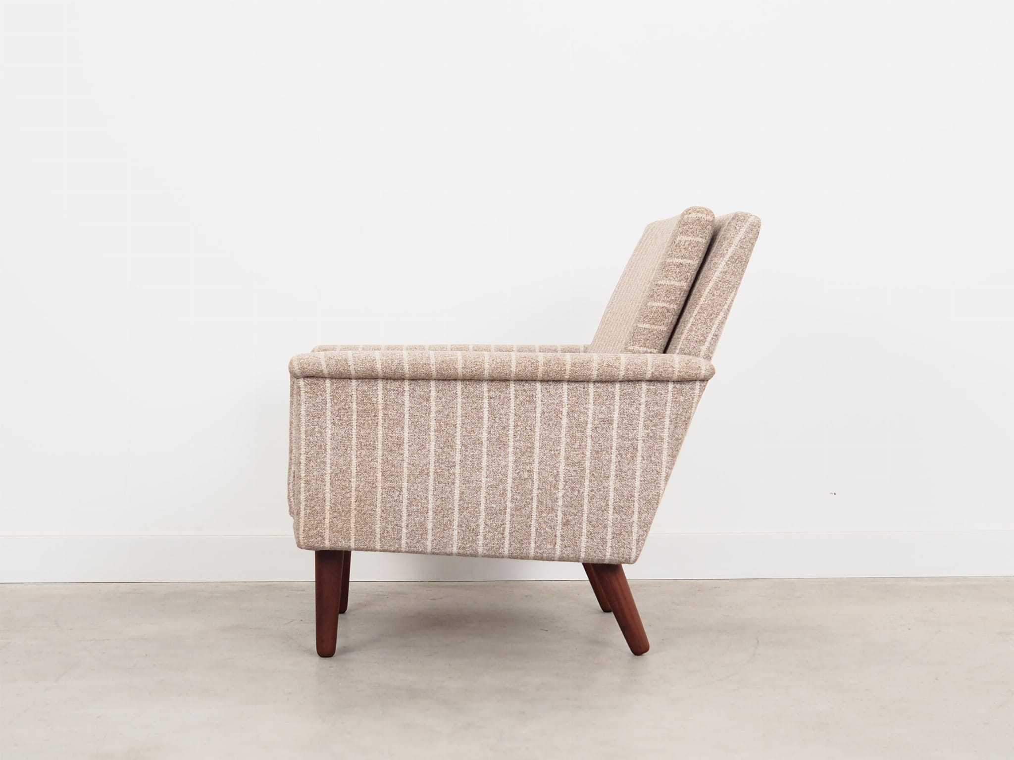 Vintage Chair Teak Wood Textile Grey 1970s