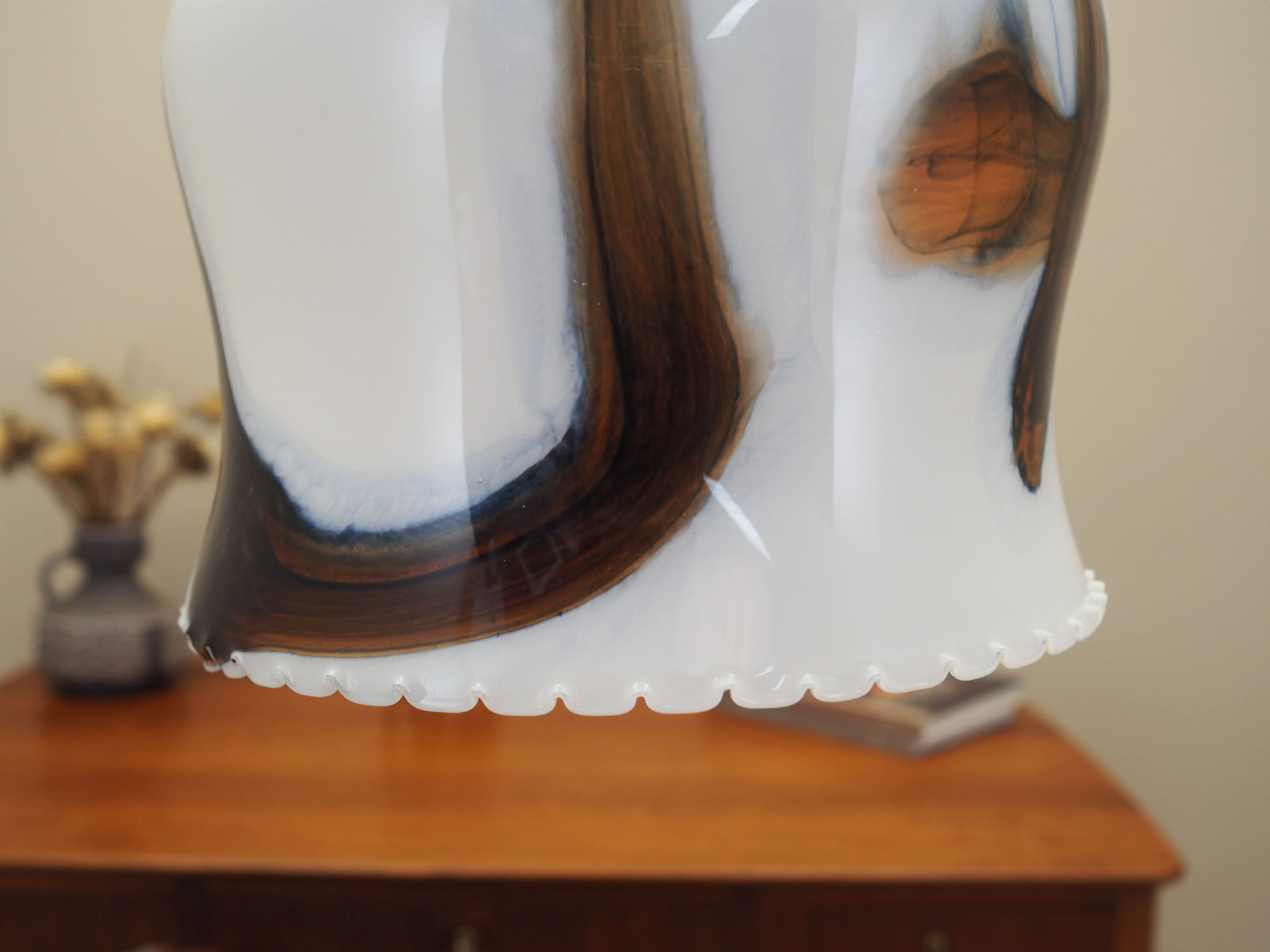 Vintage pendant lamp glass metal multicolor 1970s