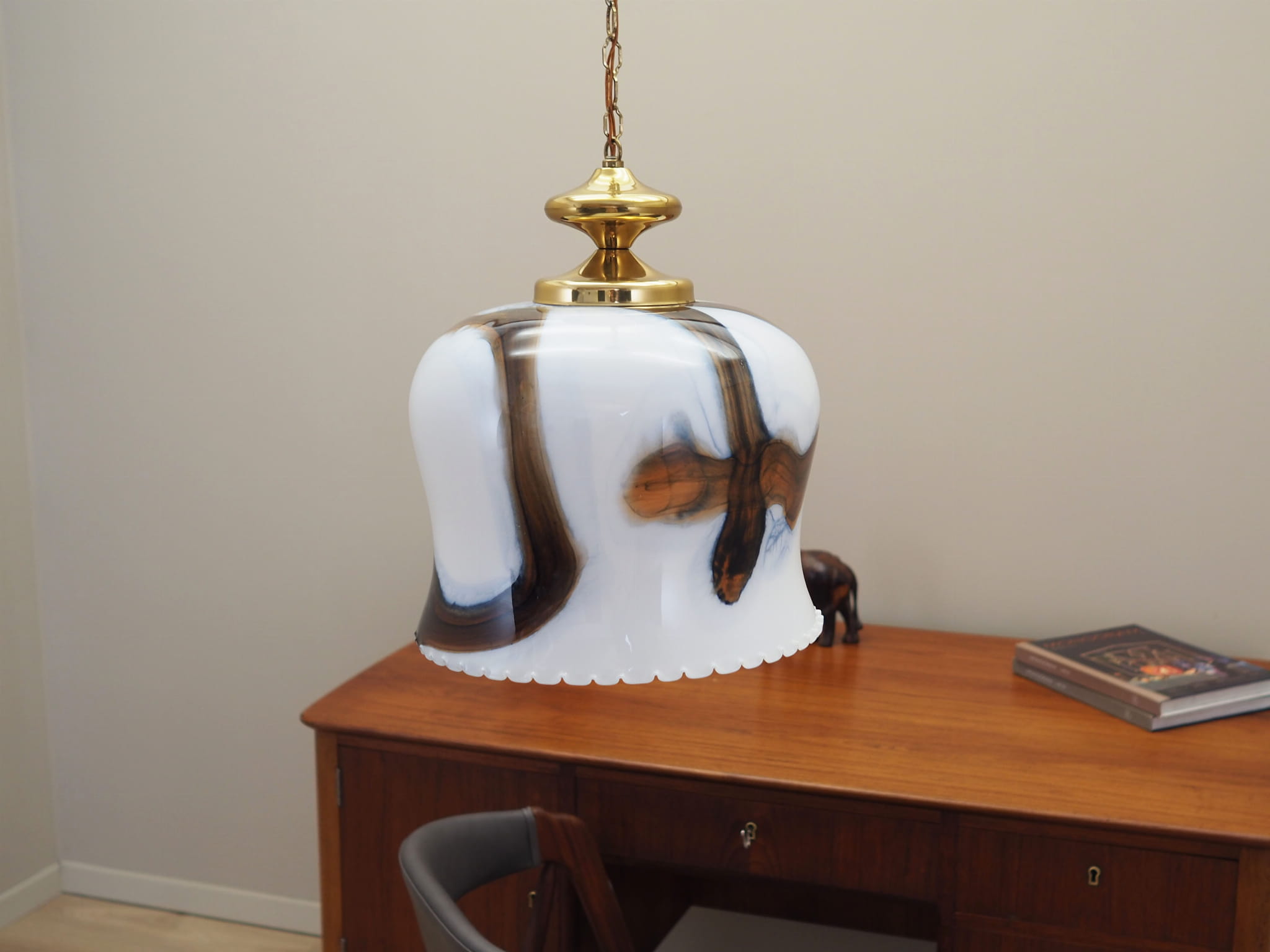 Vintage pendant lamp glass metal multicolor 1970s