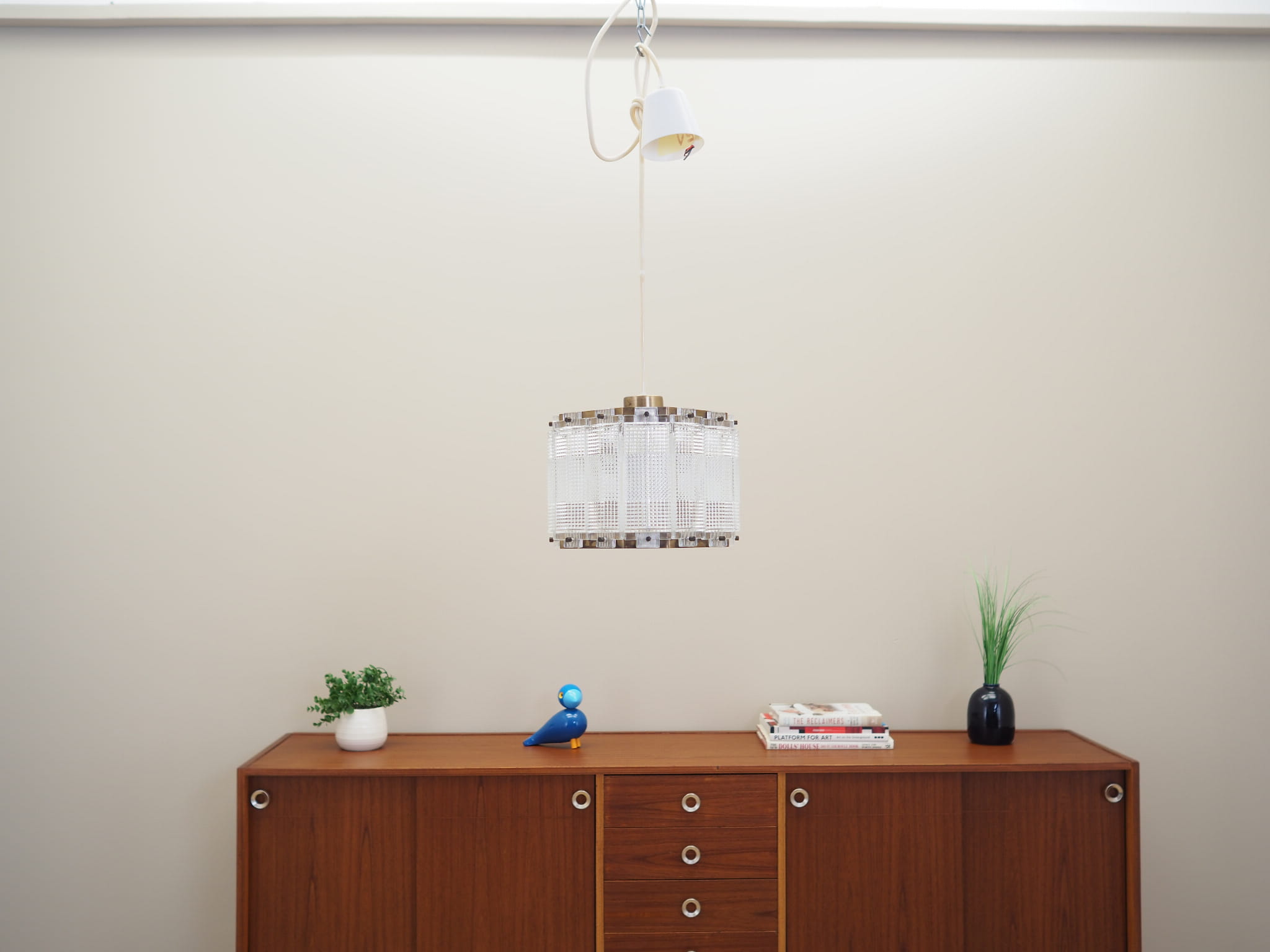 Vintage pendant lamp Metal Plastic White 1970s