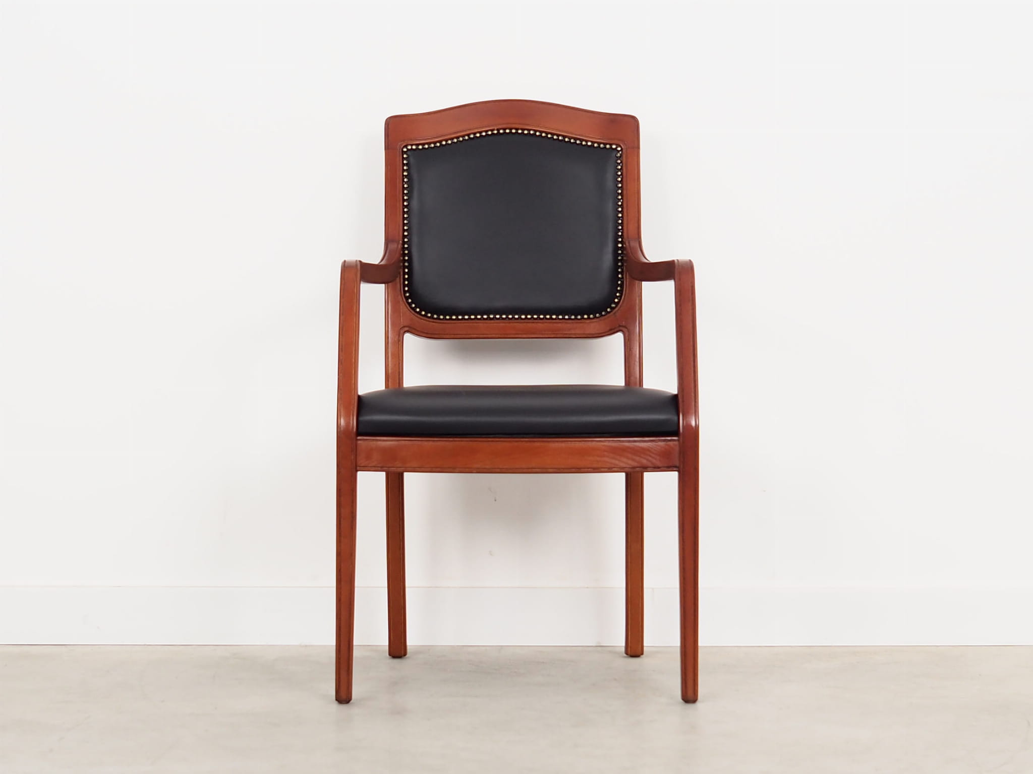 Chair Wood Leather Black 1970s