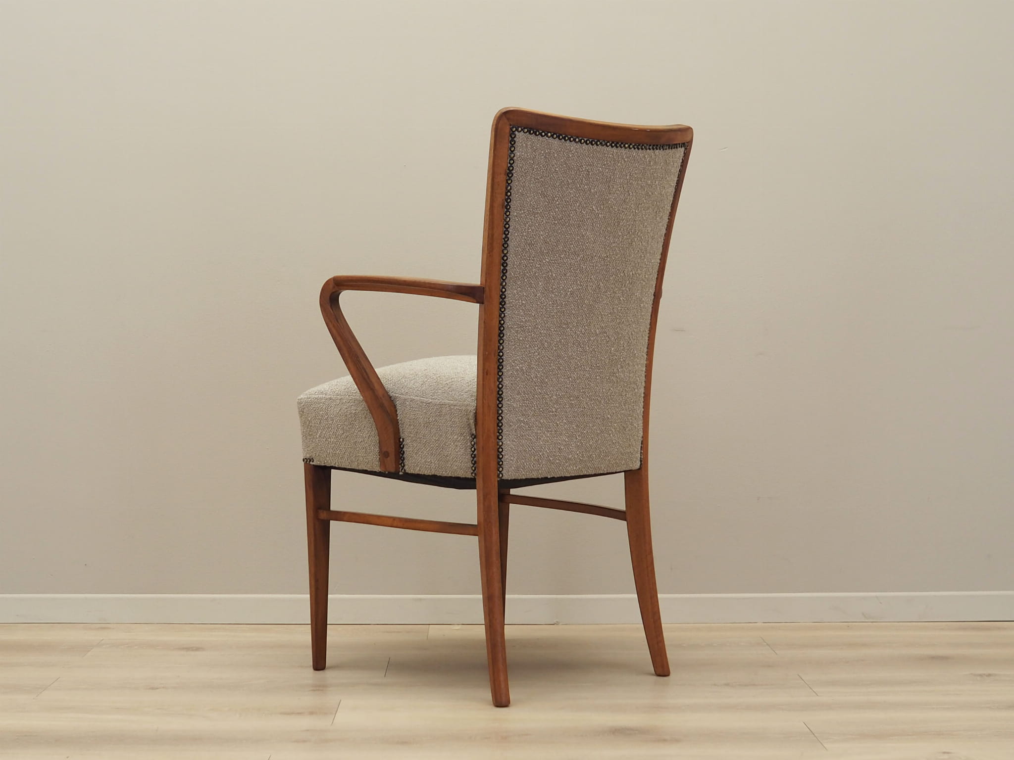 Vintage Chair Walnut Wood Textile Gray 1970s