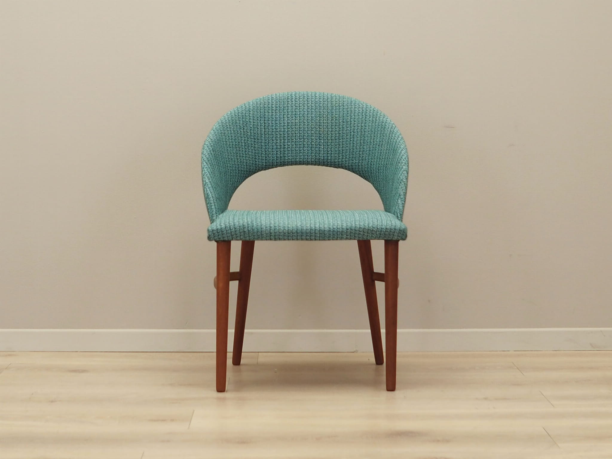 Vintage chair teak wood textile turquoise 1970s