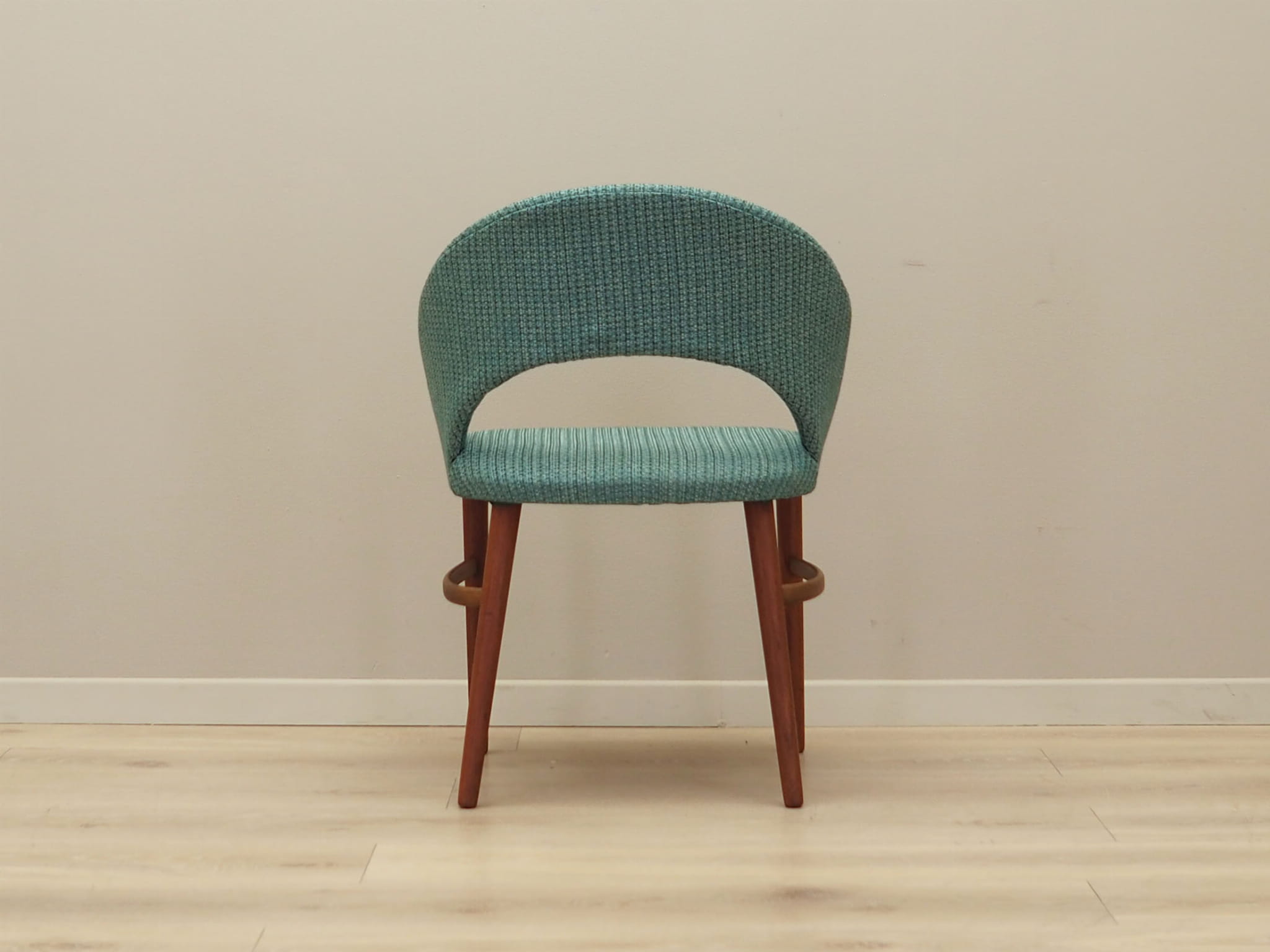 Vintage chair teak wood textile turquoise 1970s
