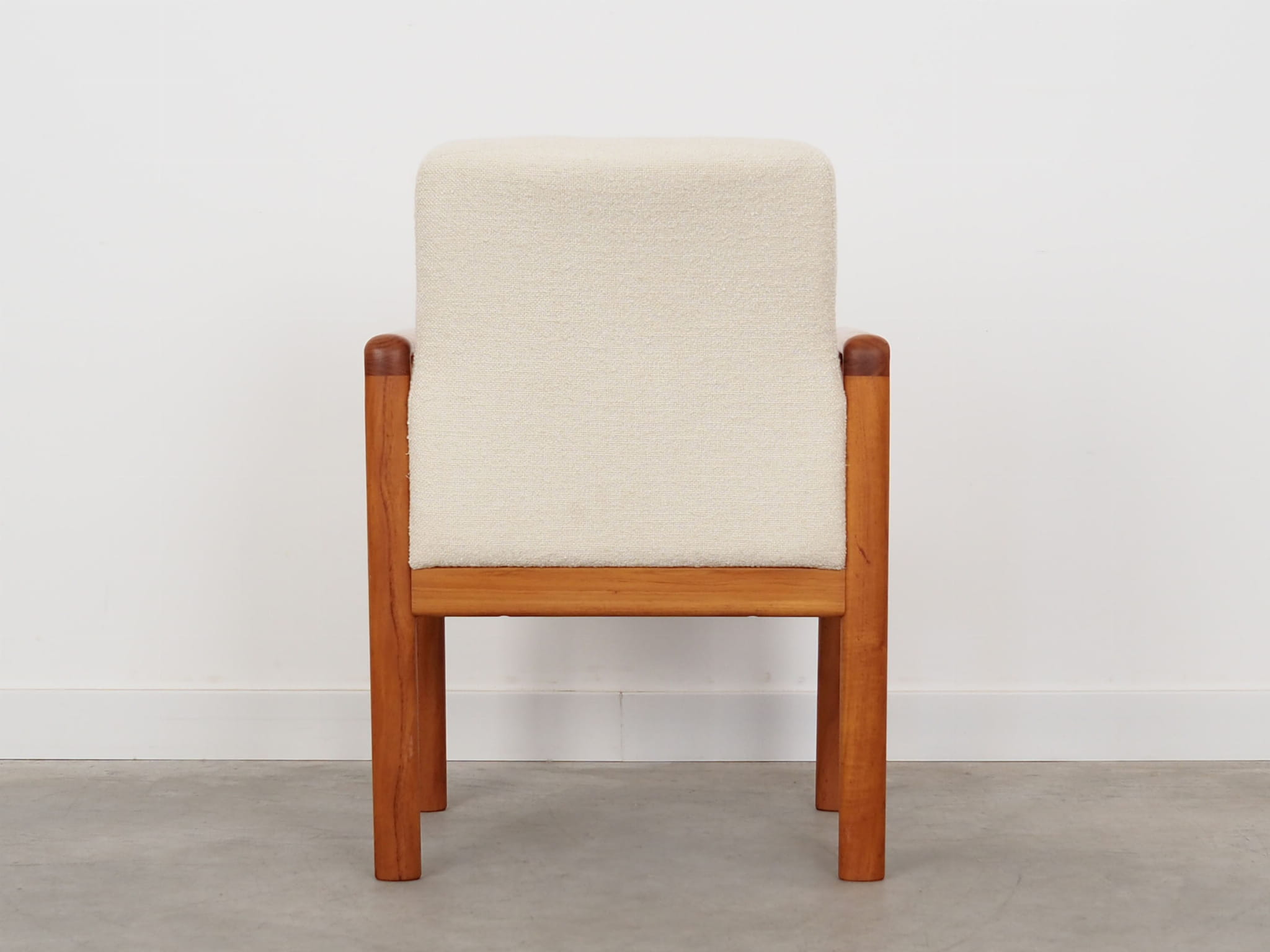 Vintage Chair Teak Wood Textile White 1970s