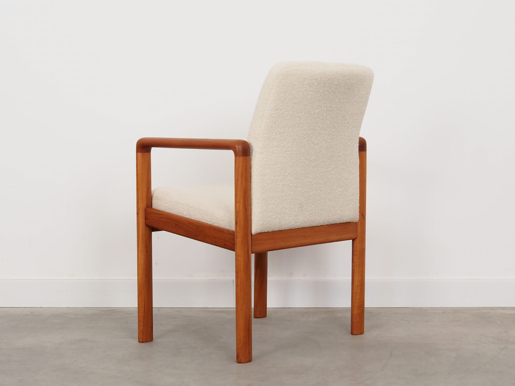 Vintage Chair Teak Wood Textile White 1970s
