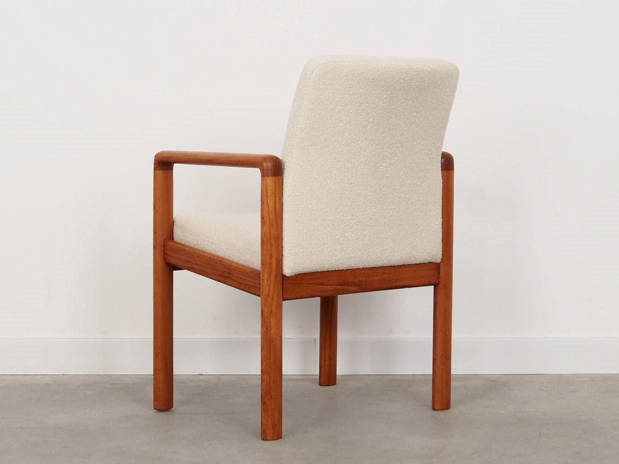 Vintage Chair Teak Wood Textile White 1970s