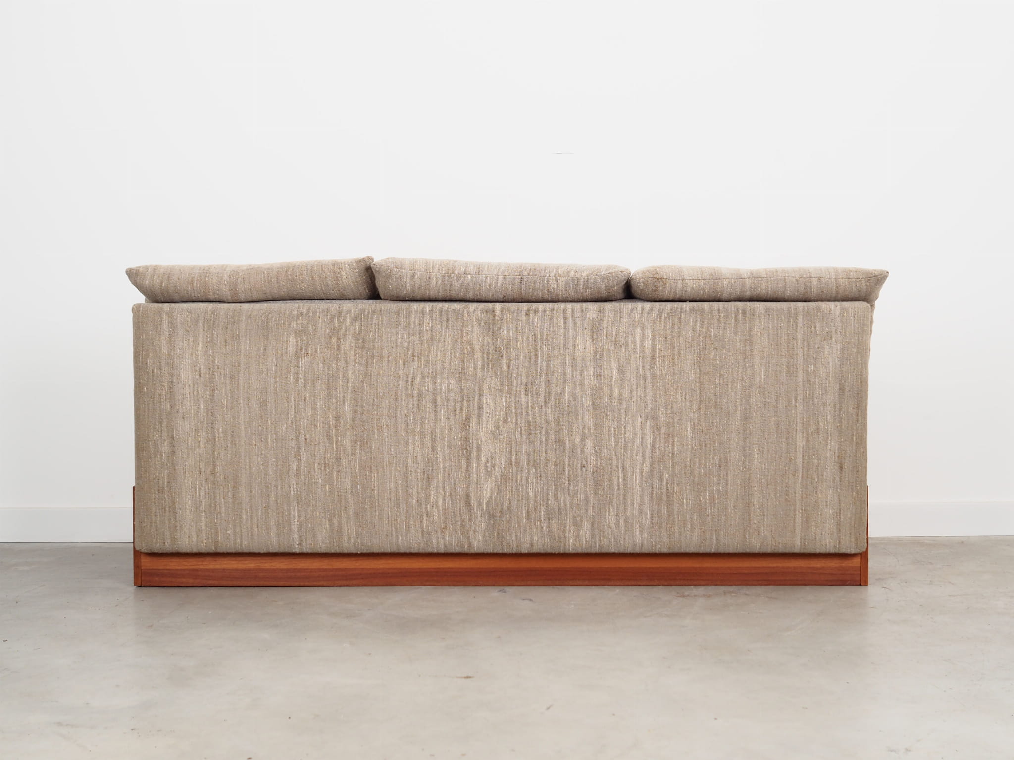 Vintage Sofa 3-Seater Teak Wood Textile Grey 1970s
