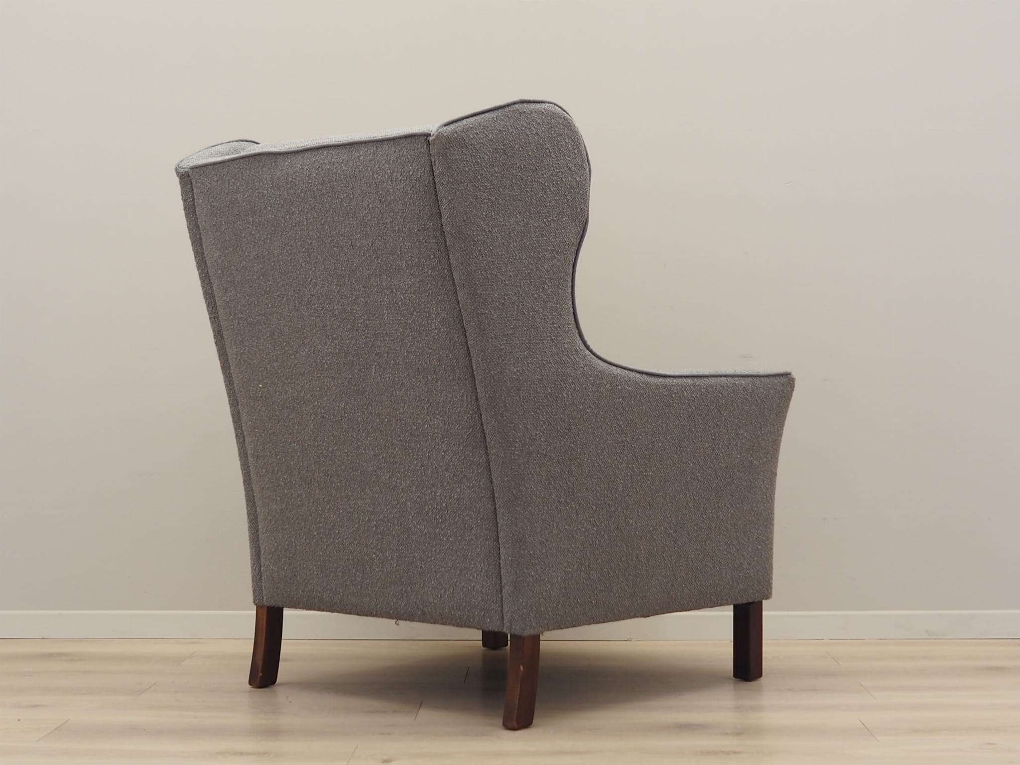 Vintage armchair beech wood textile grey 1970s