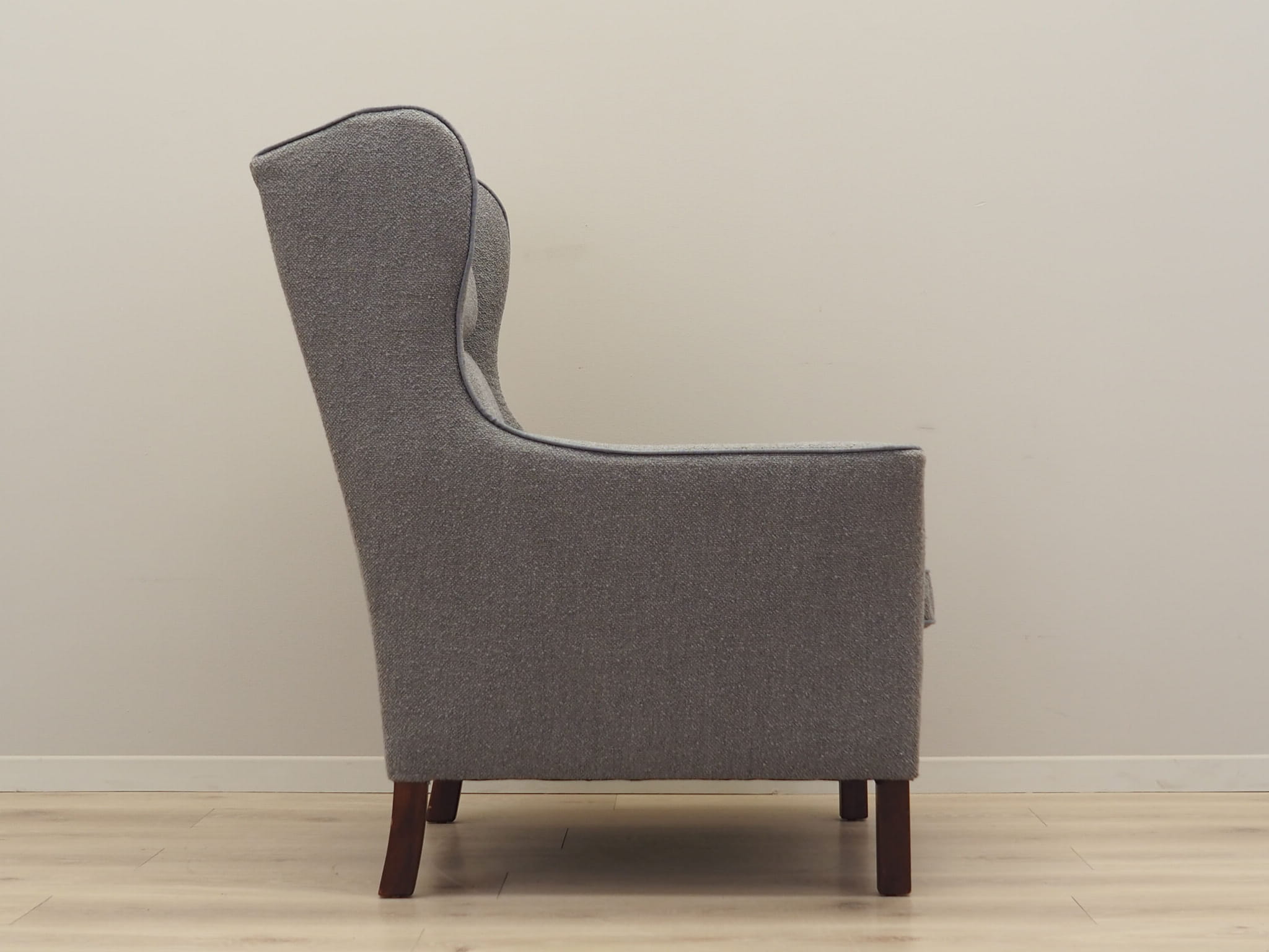 Vintage armchair beech wood textile grey 1970s