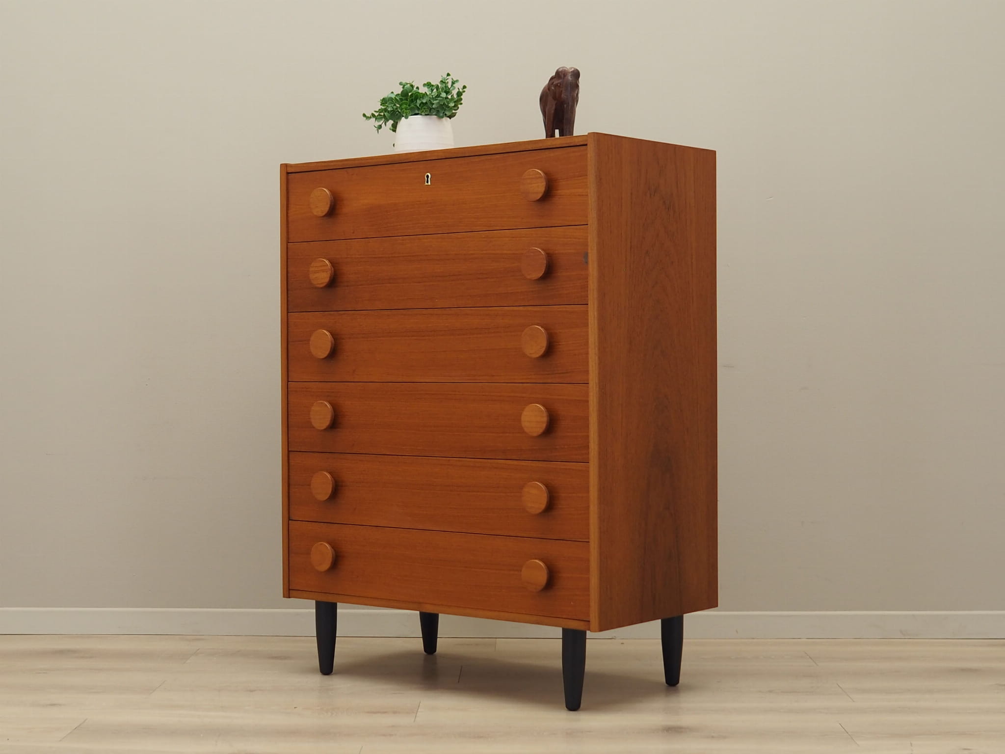 Vintage chest of drawers Teak wood Brown 1960s