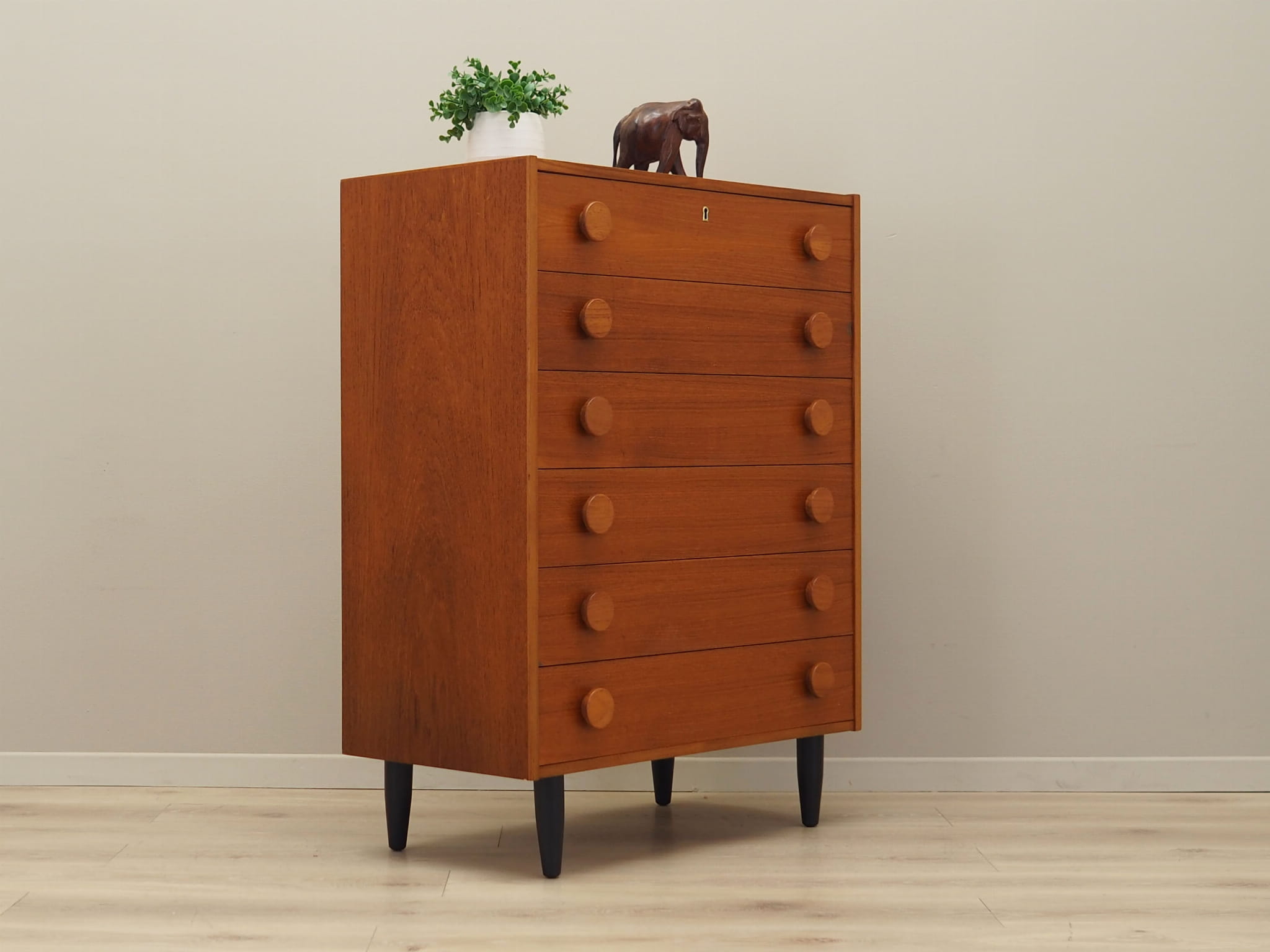 Vintage chest of drawers Teak wood Brown 1960s