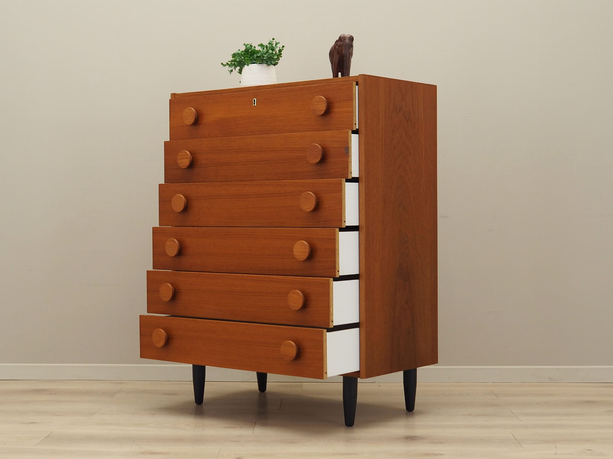 Vintage chest of drawers Teak wood Brown 1960s