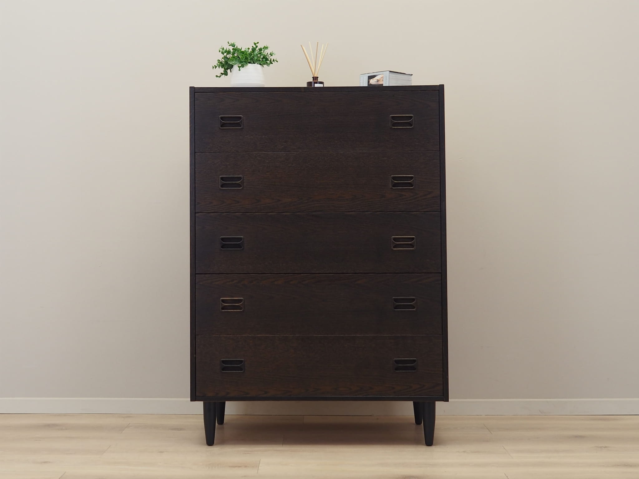 Vintage chest of drawers Oak wood Brown 1970s
