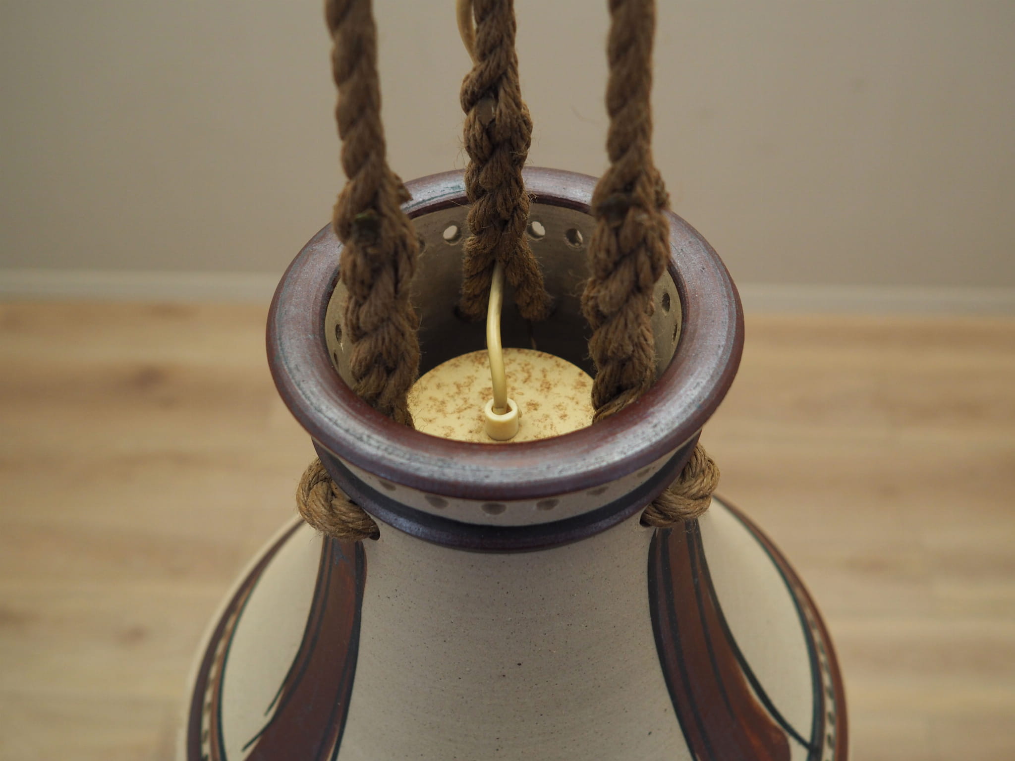 Vintage pendant lamp ceramic grey 1960s