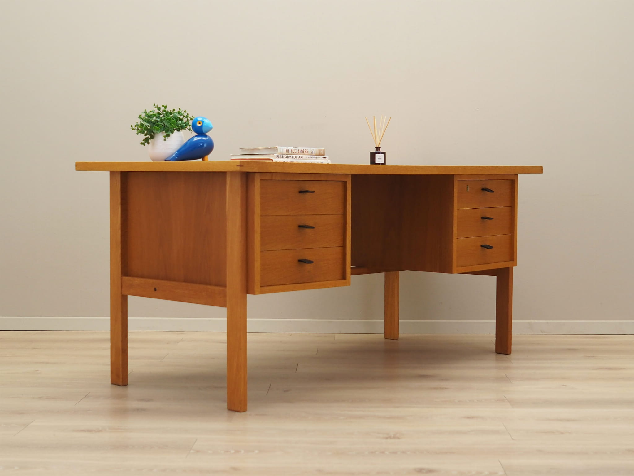Vintage Desk Ash Wood Brown 1960s