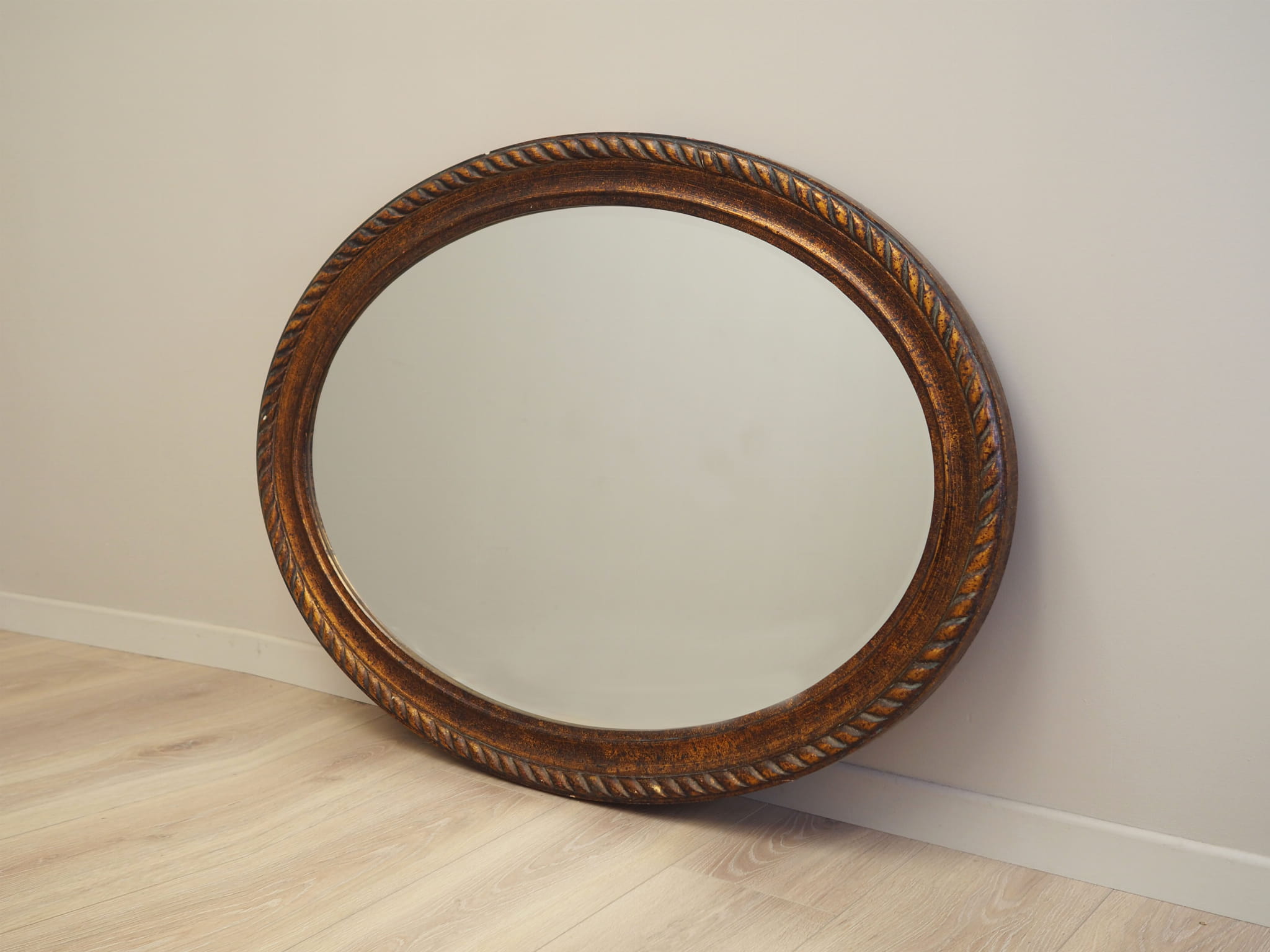 Vintage mirror wooden frame brown 1960s