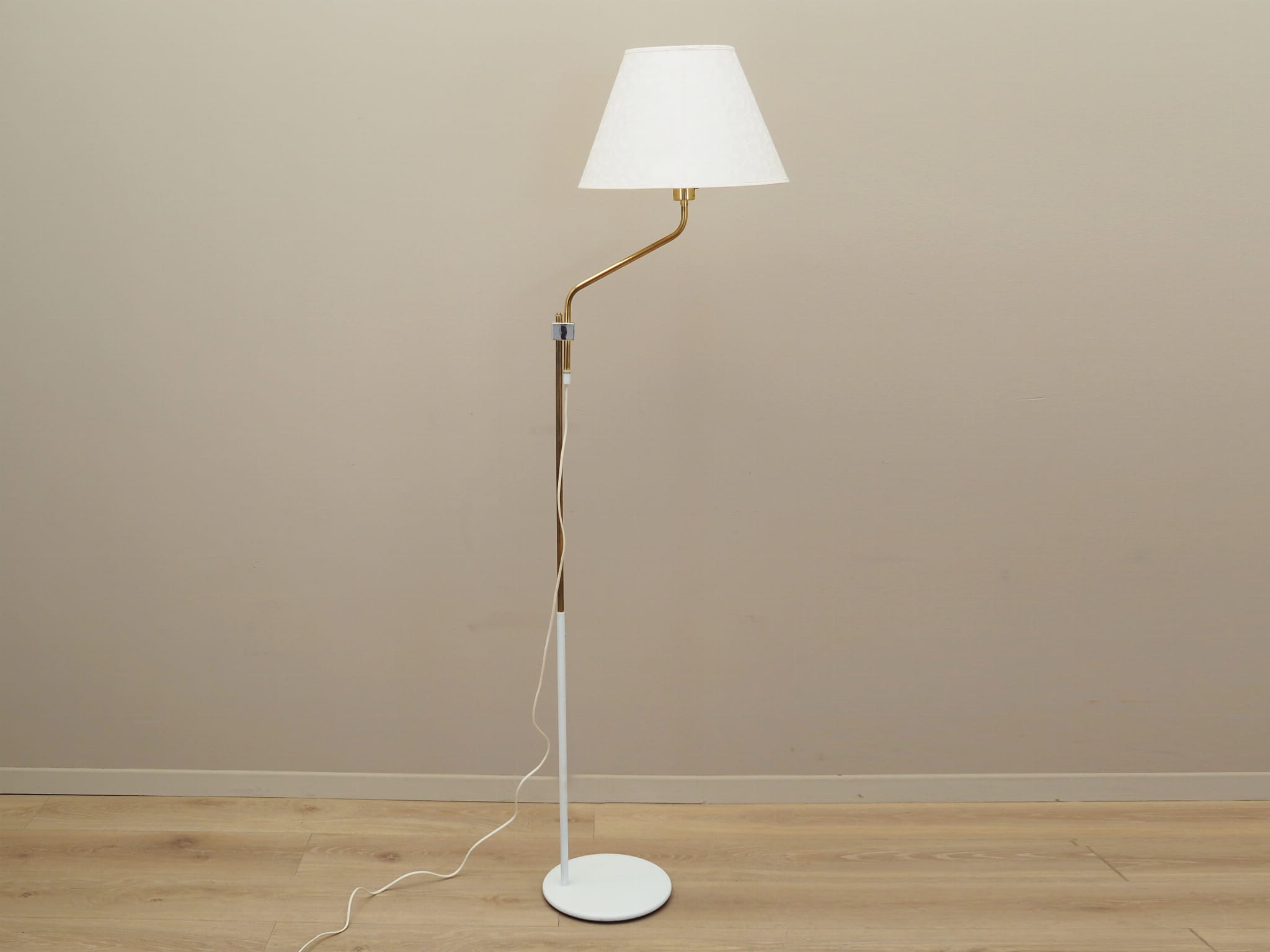 Vintage floor lamp metal textile white 1970s