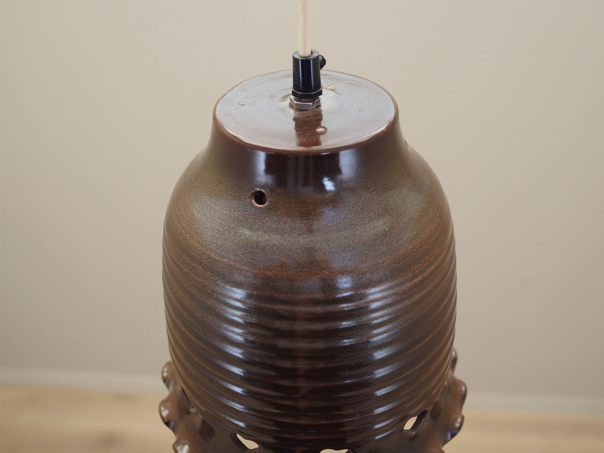 Vintage Pendant Lamp Ceramic Brown 1960s
