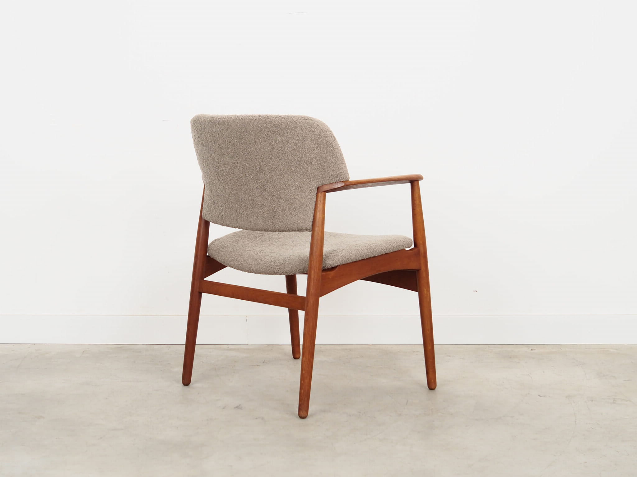 Vintage Chair Teak Wood Textile Grey 1960s