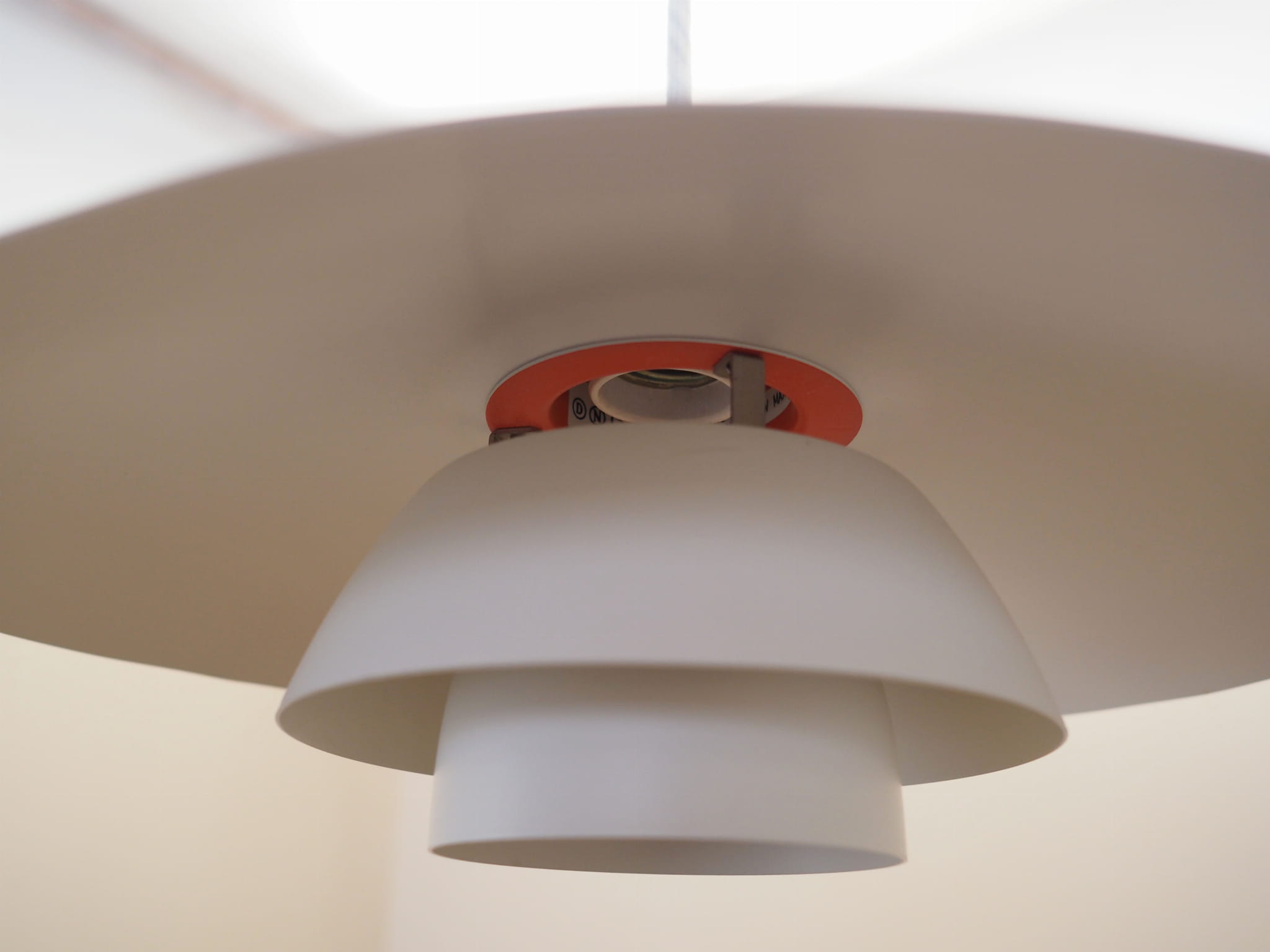 Vintage Pendant Lamp Metal White 1960s