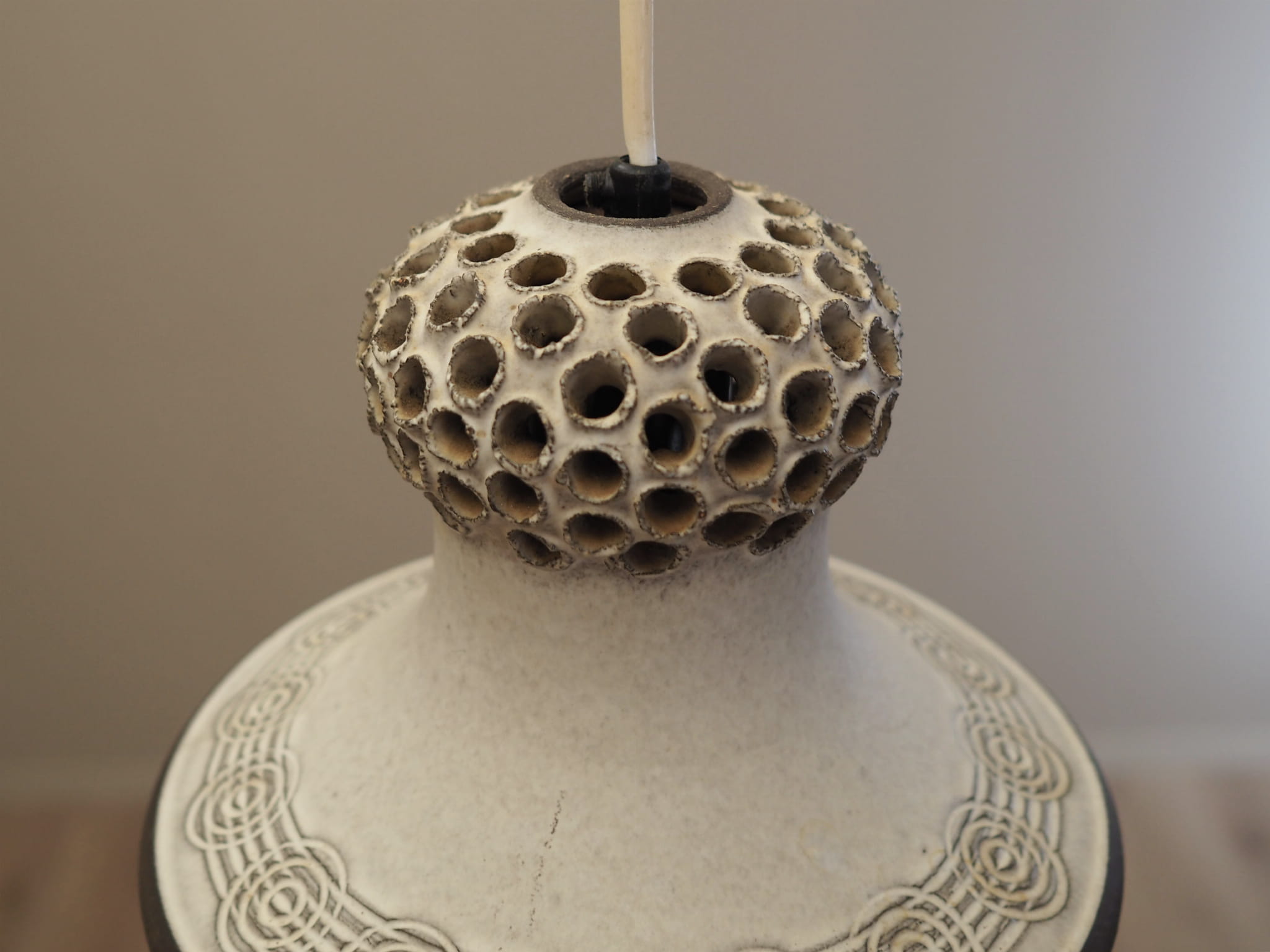 Vintage pendant lamp ceramic white 1960s