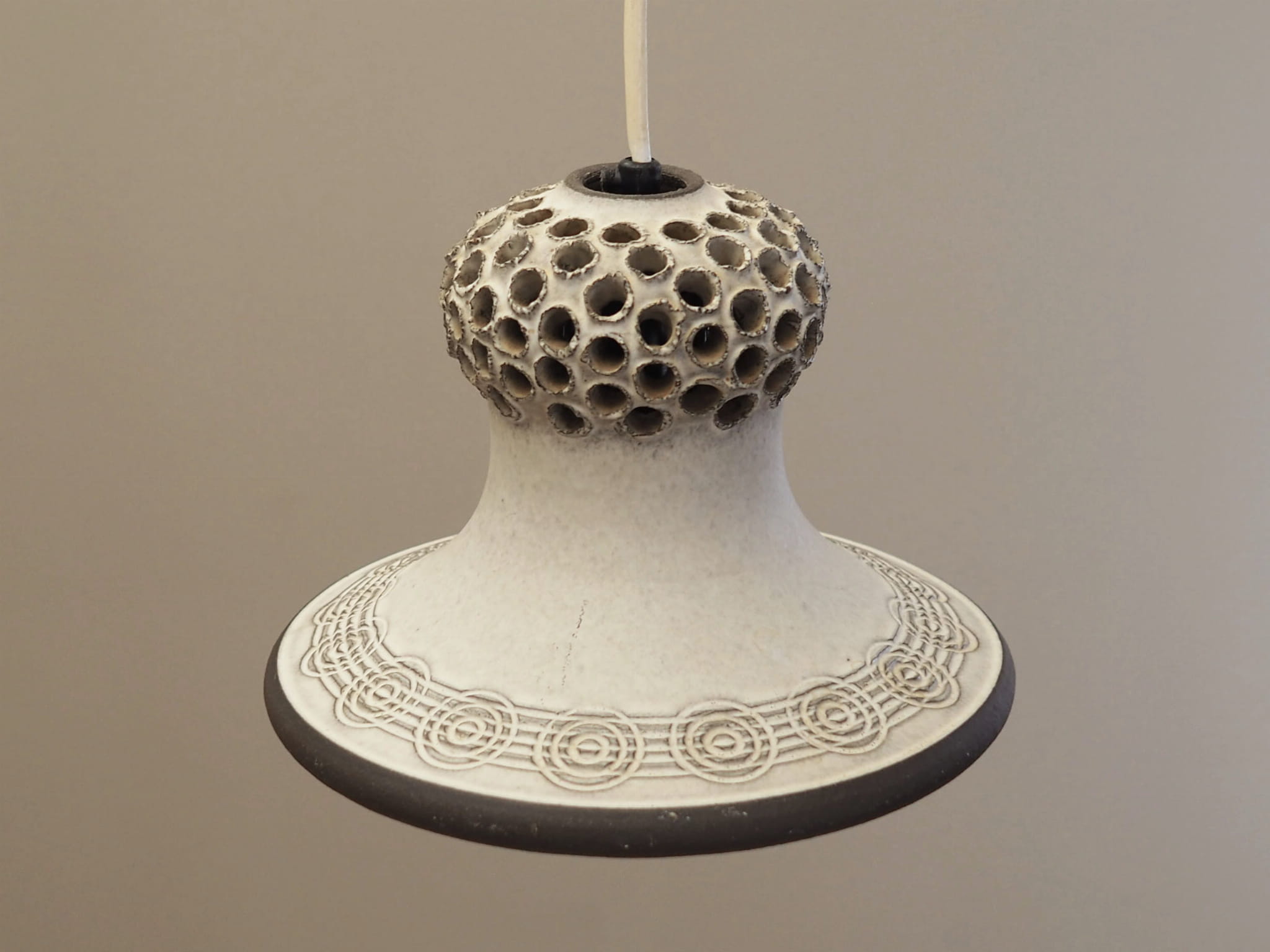 Vintage pendant lamp ceramic white 1960s